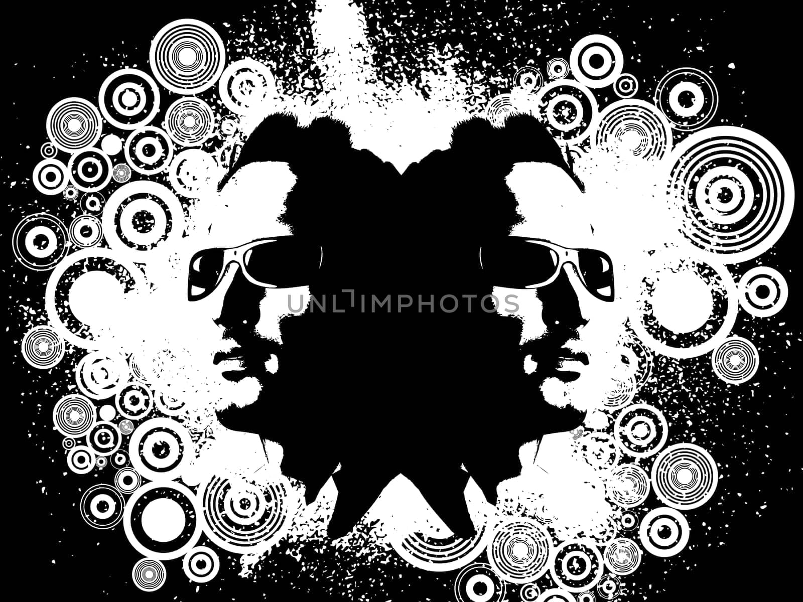 Abstract grunge background with the silhouette of a males face
