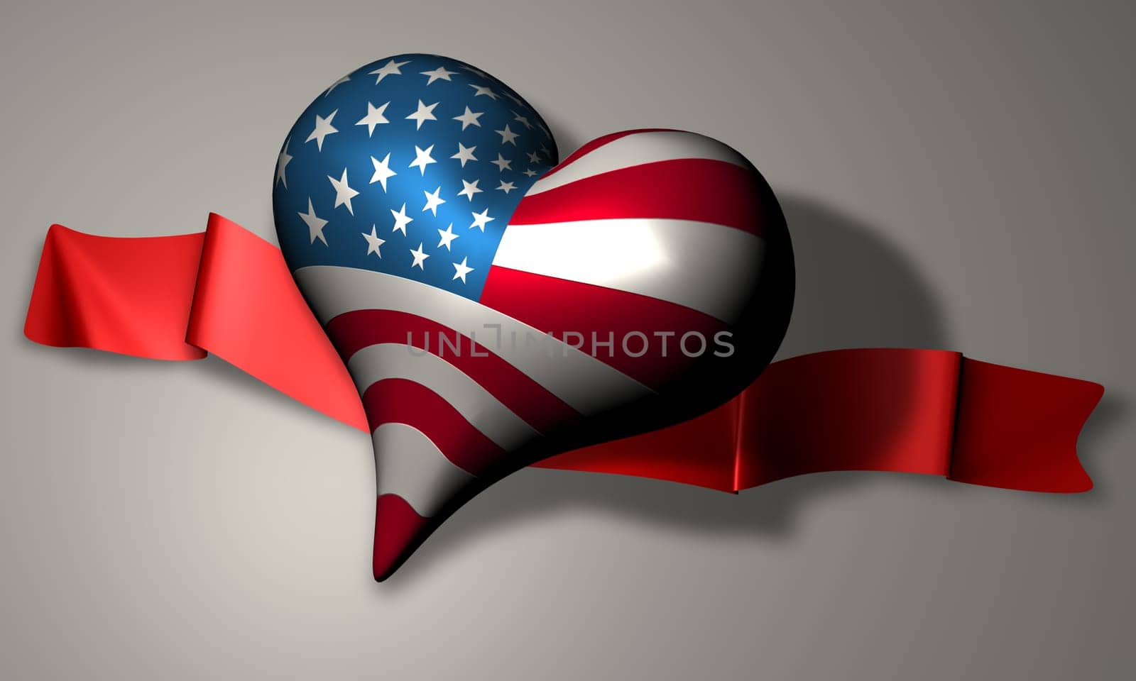 Illustration of a heart with the American flag on it