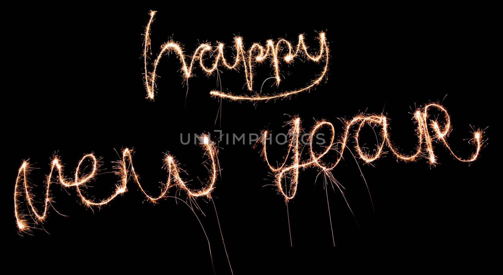 happy new year written in sparklers