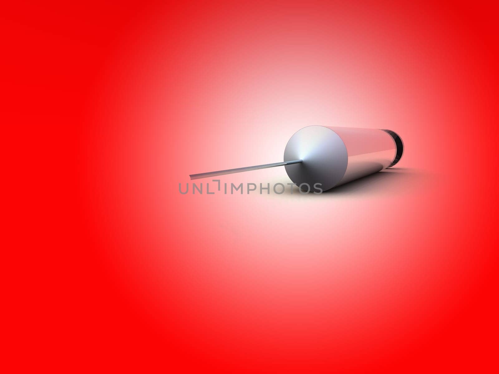 A syringe with a trace amount of red blood.