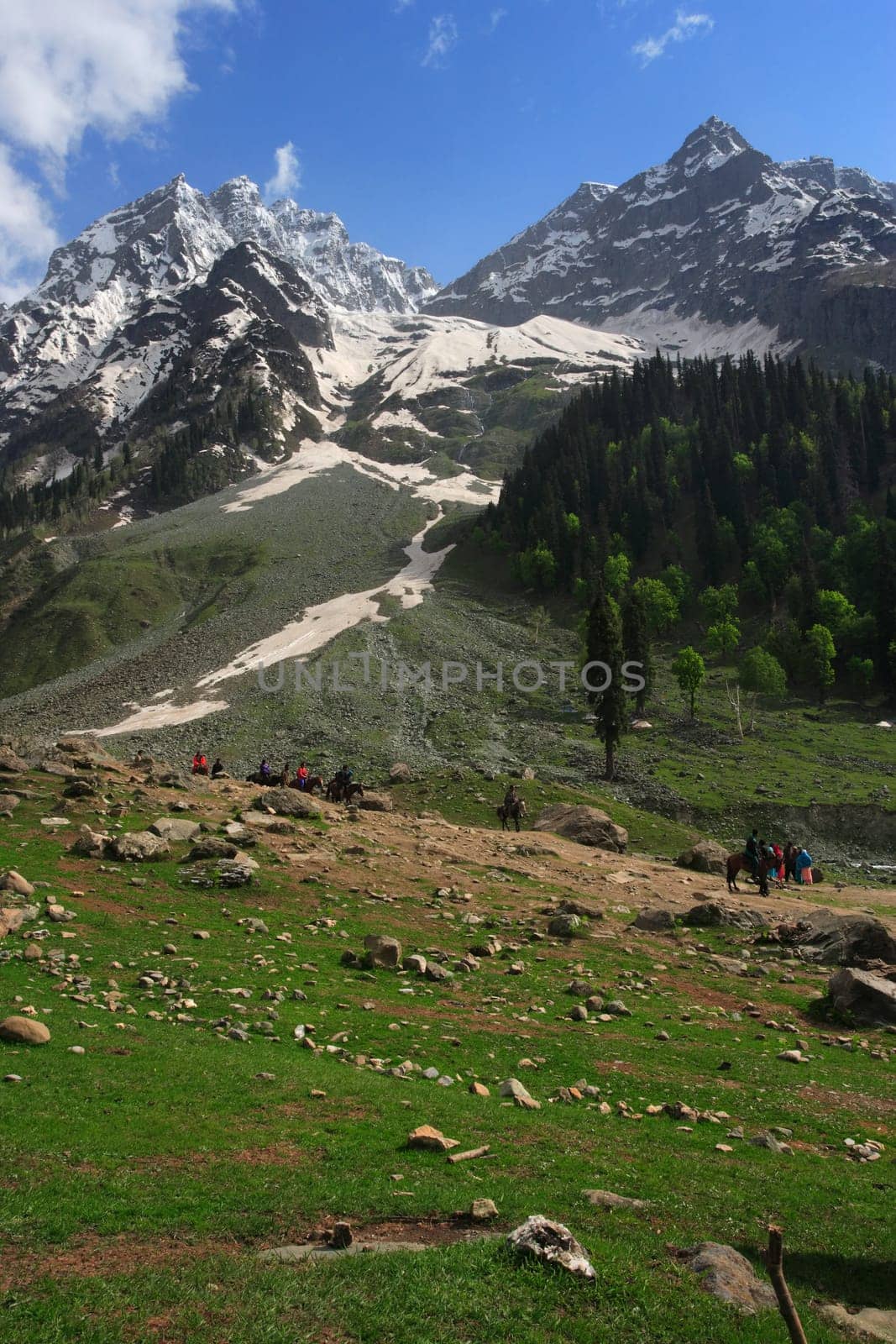 Mountain trekking in the Himalayas of Kashmir, India.