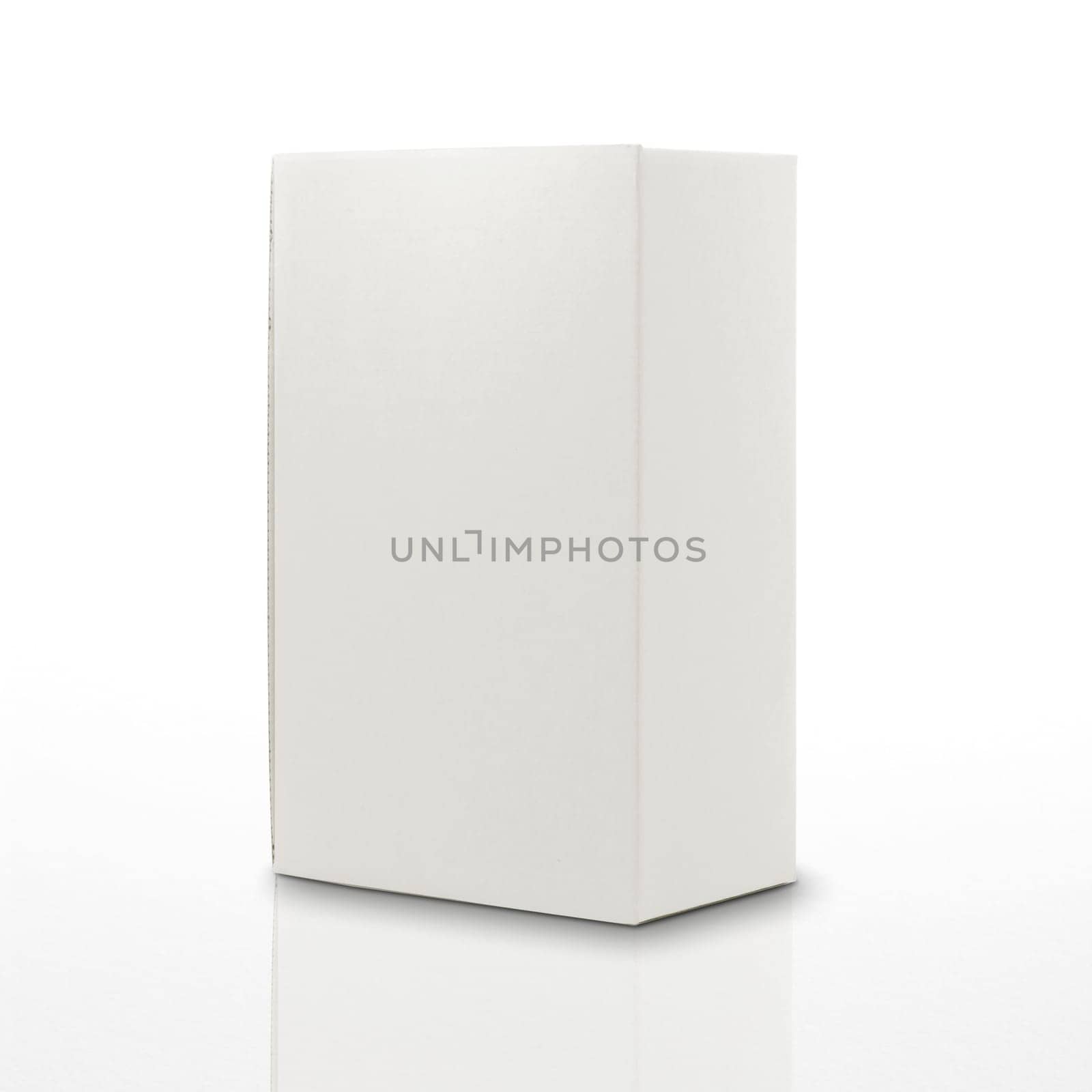 blank carton box on a white background with reflection