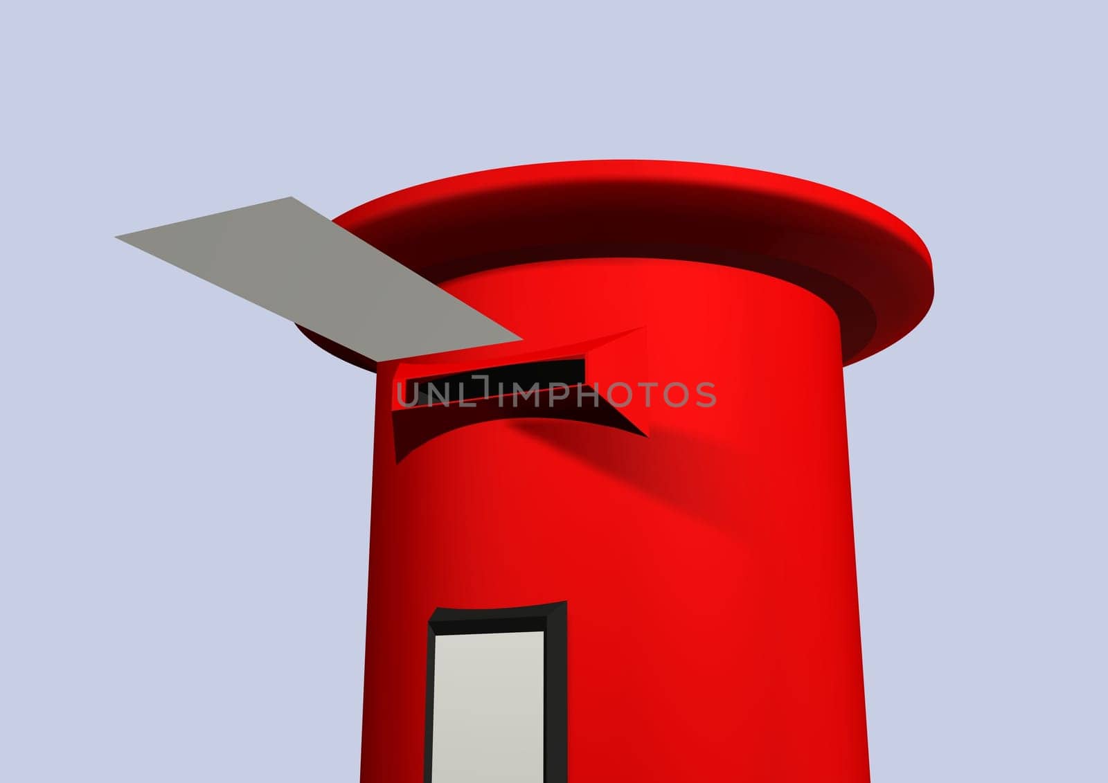 3D Illustration of a post box and letter