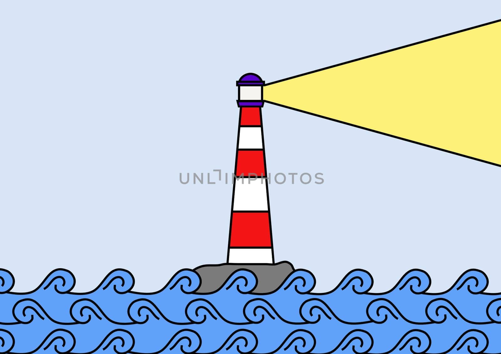 Illustration of a lighthouse and sea