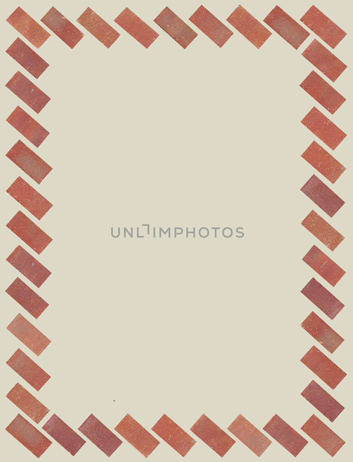 Frame made of bricks over a cream mortar colored background