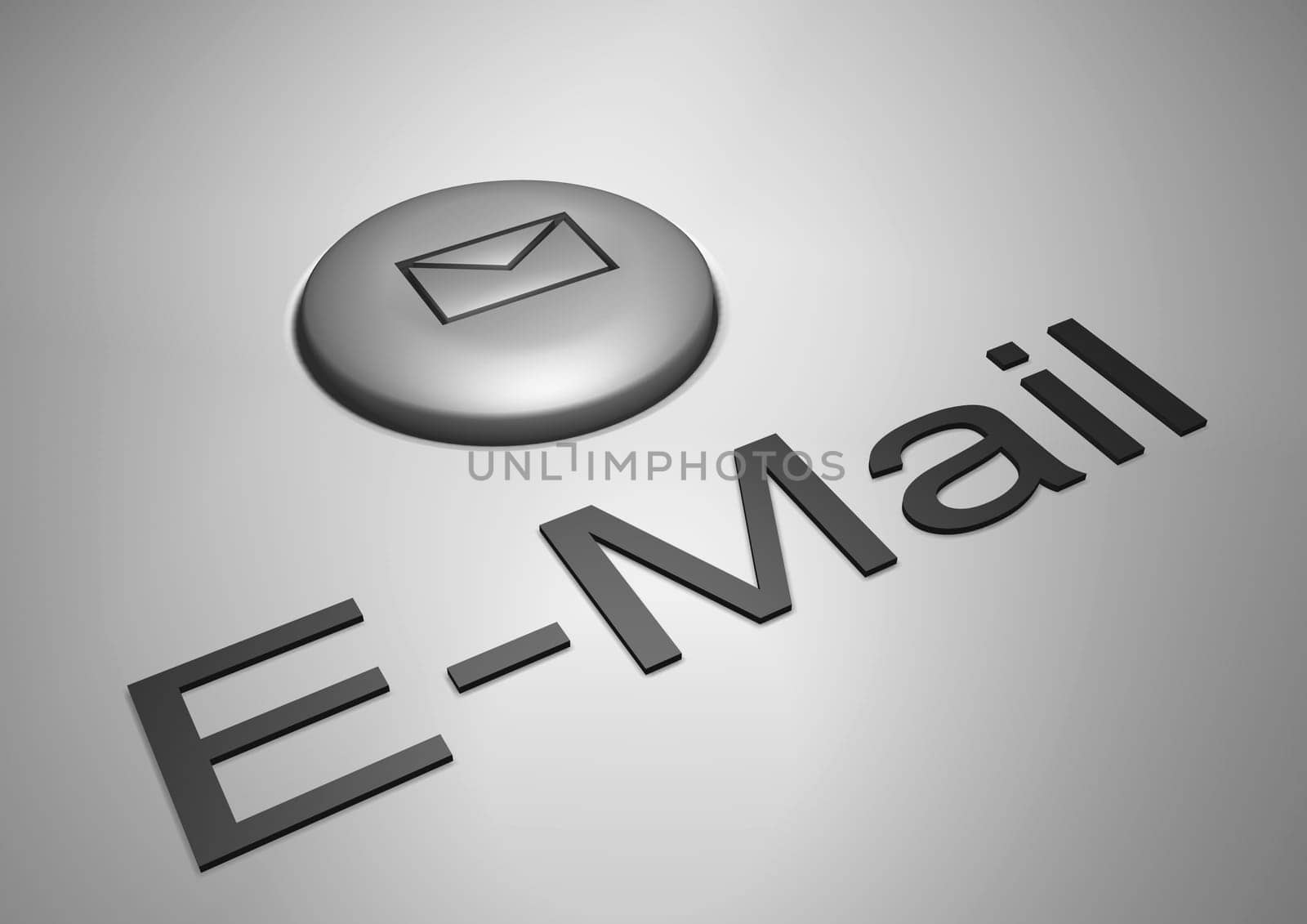 Illustration of a button with a letter cut into it and the text E-mail