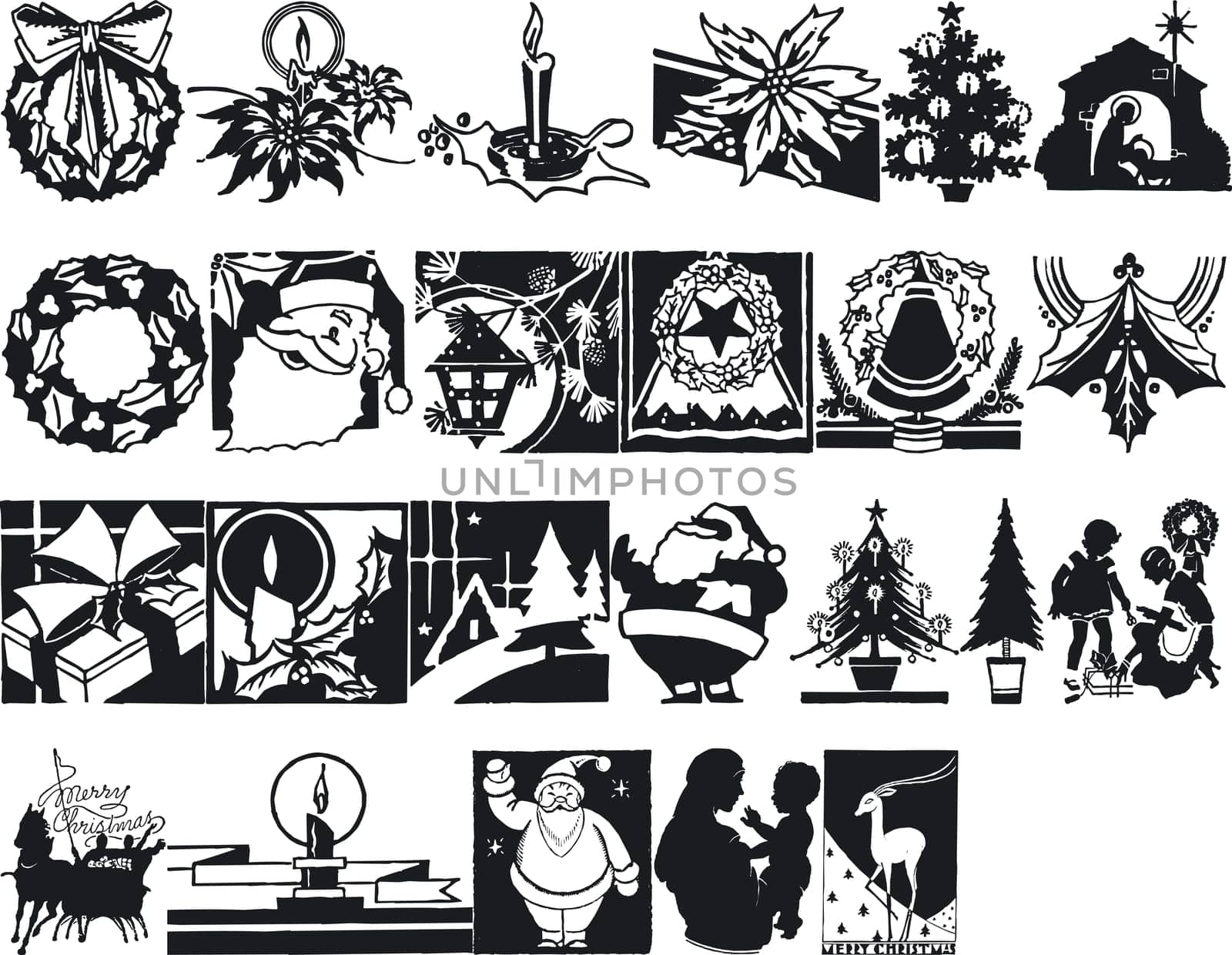 Illustration of Xmas Silhouettes - Vector Format