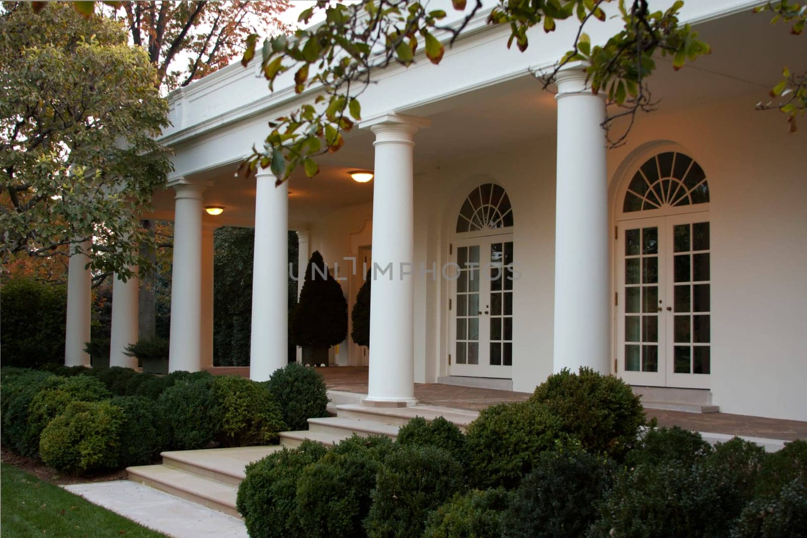 Colonnade of the West Wing of the White House in Washington DC
