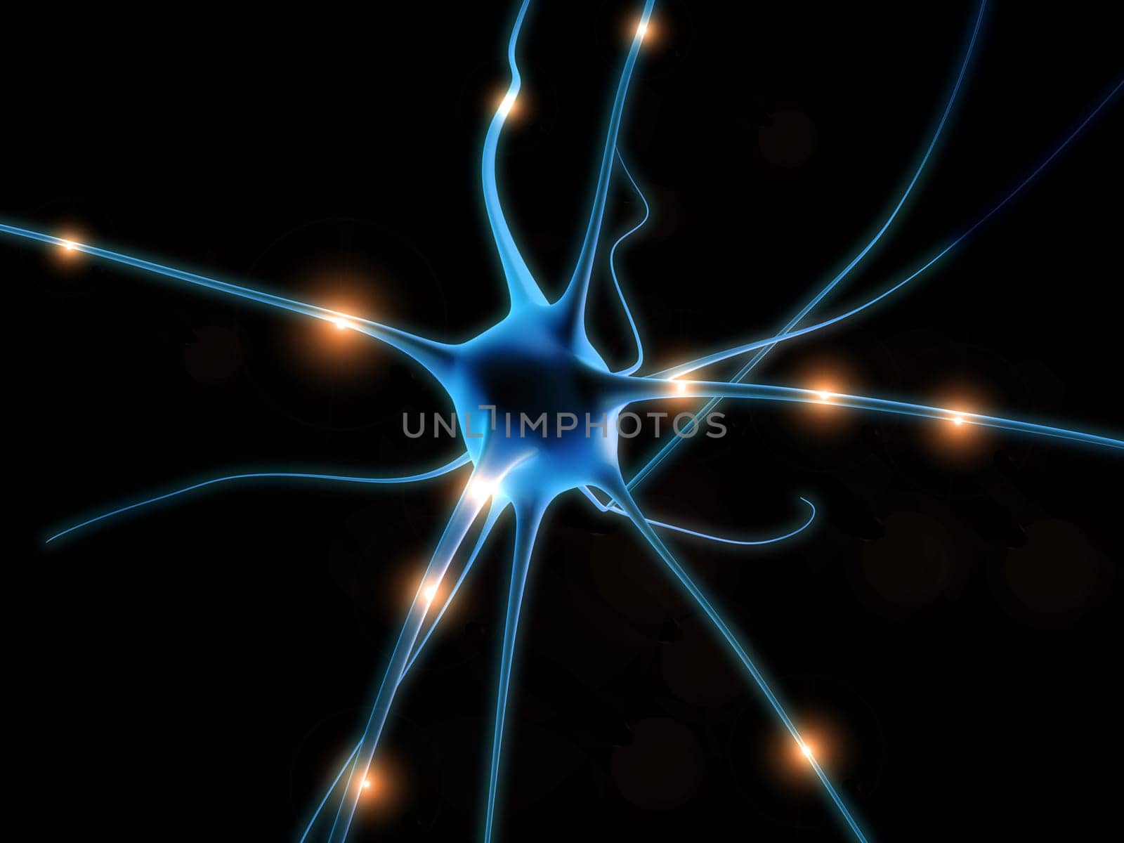 3d rendered close up of an active brain cell