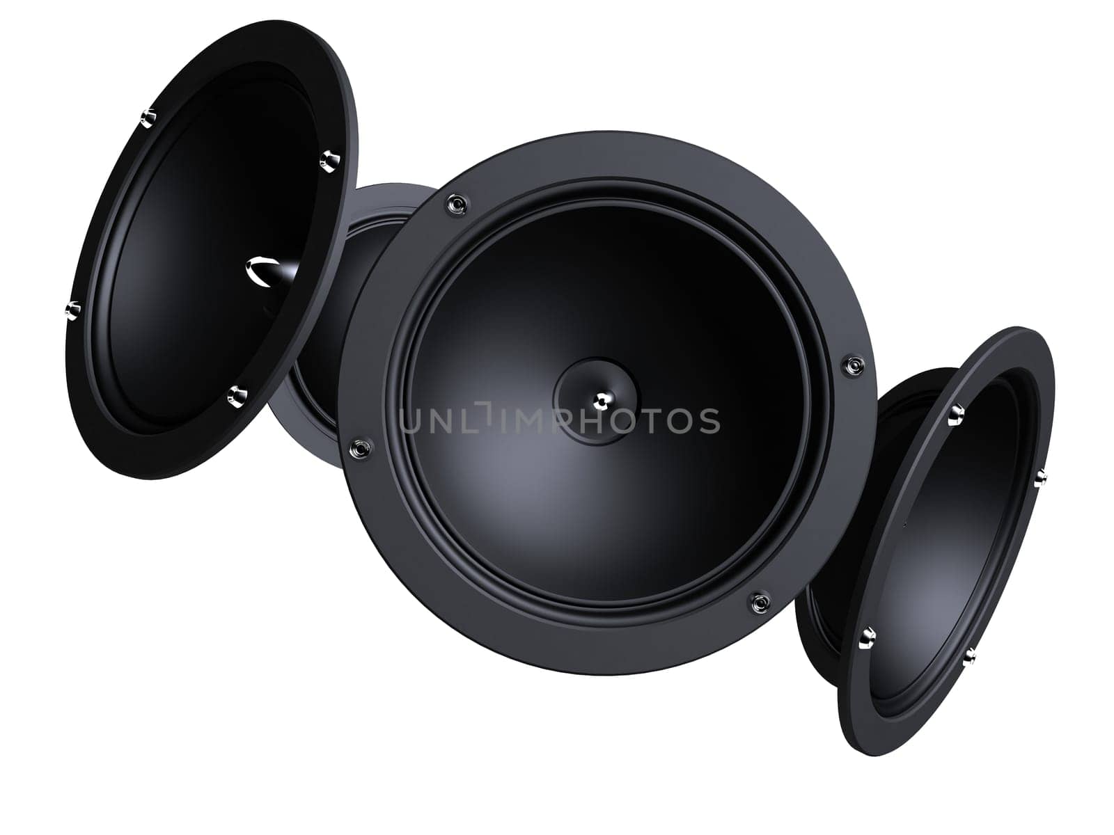3d rendered illustration of black speakers