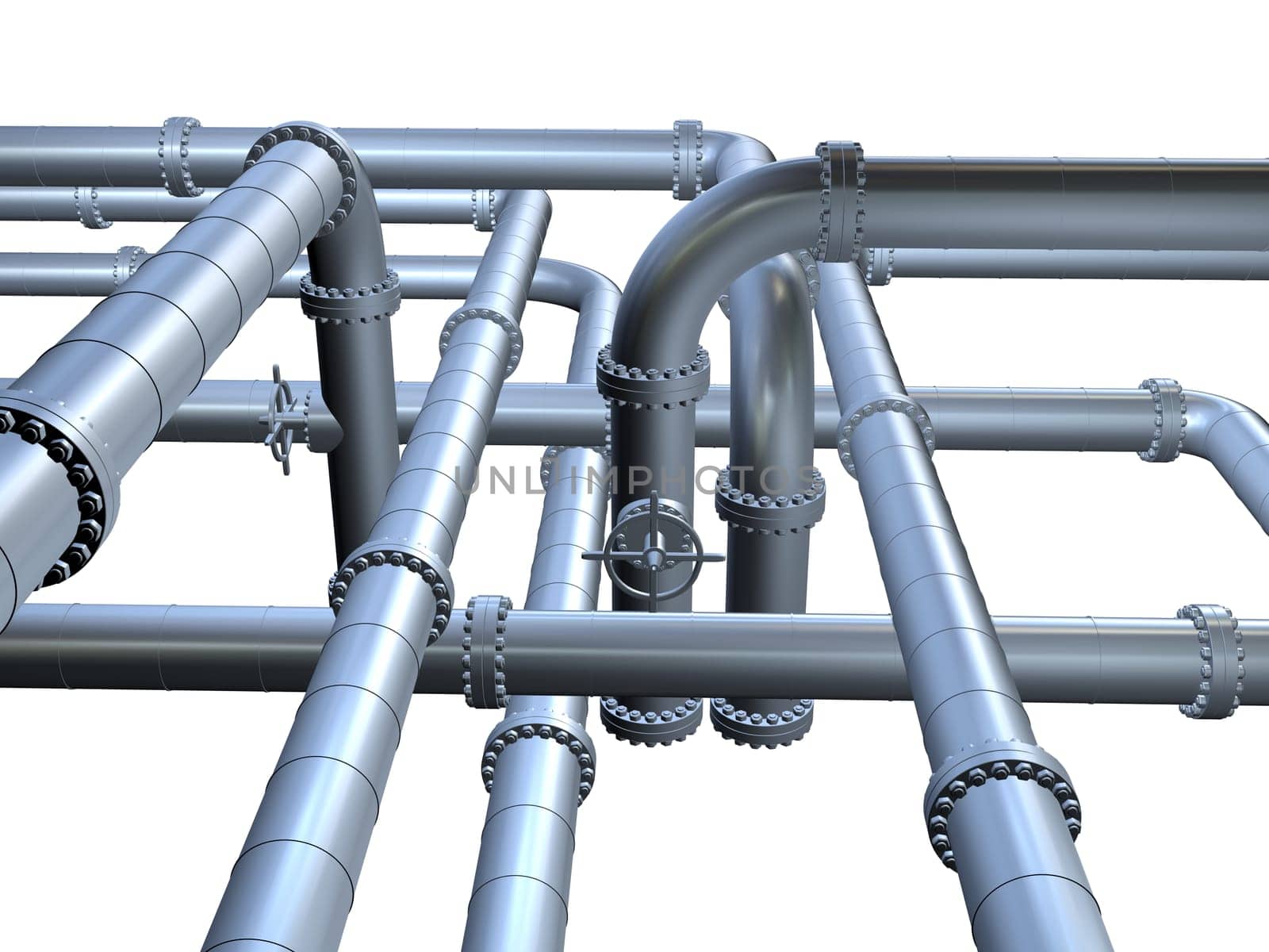 3d rendered illustration of metal pipelines