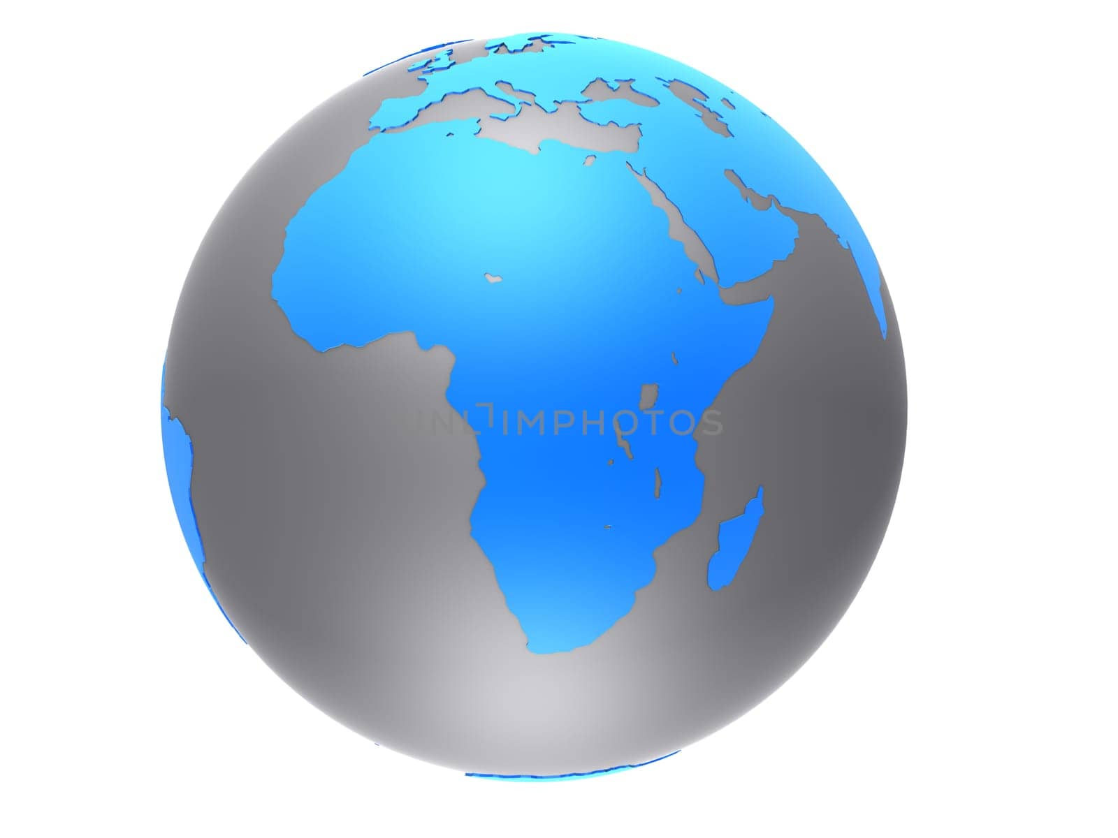 3d rendered illustration of a silver and blue globe