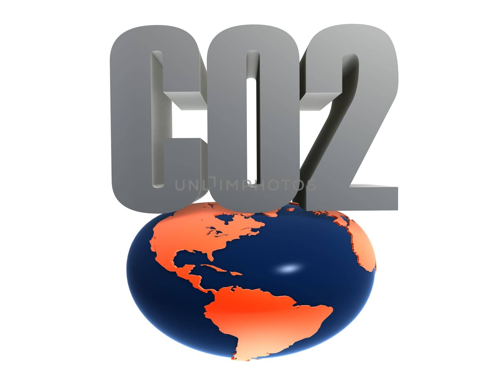 3d rendered illustration of a globe and a co2 sign