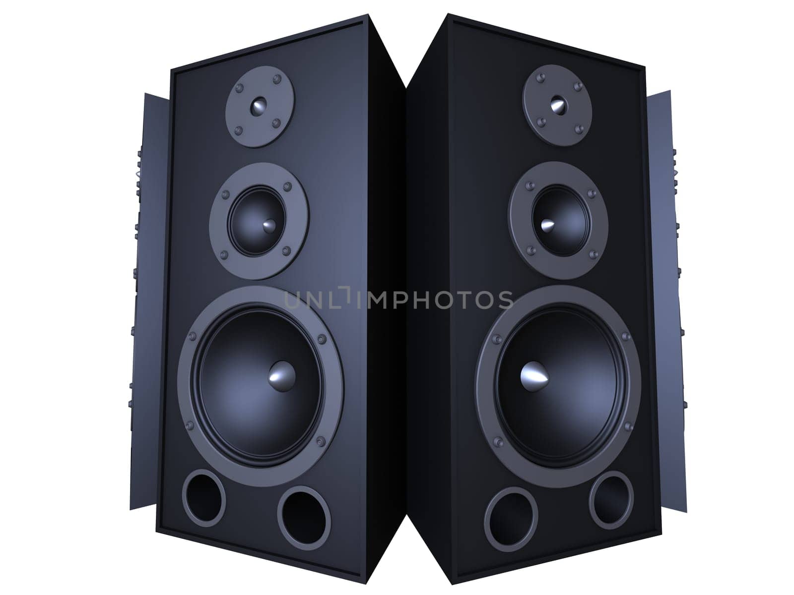 3d rendered illustration of big black speakers