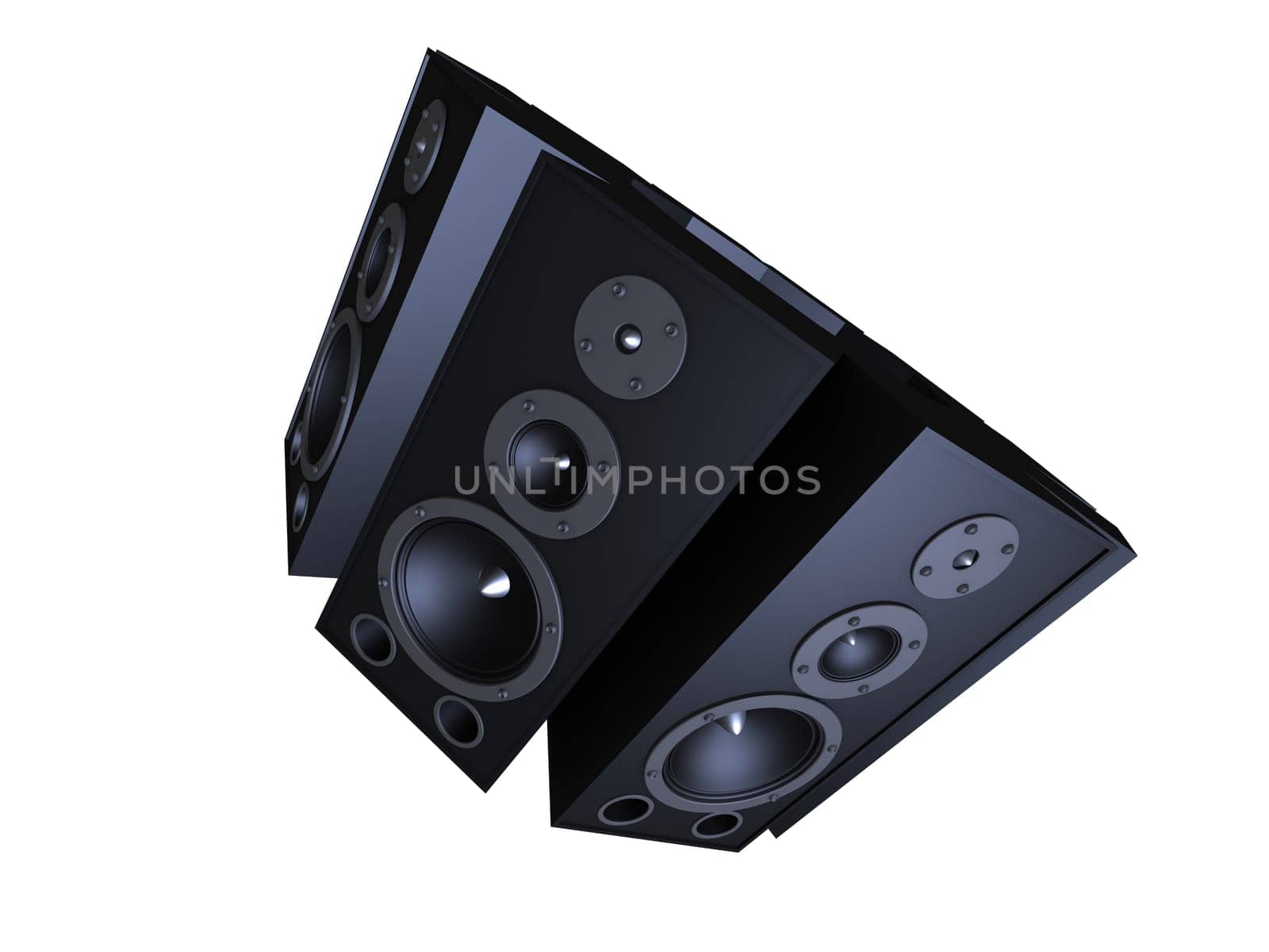 3d rendered illustration of big black speakers
