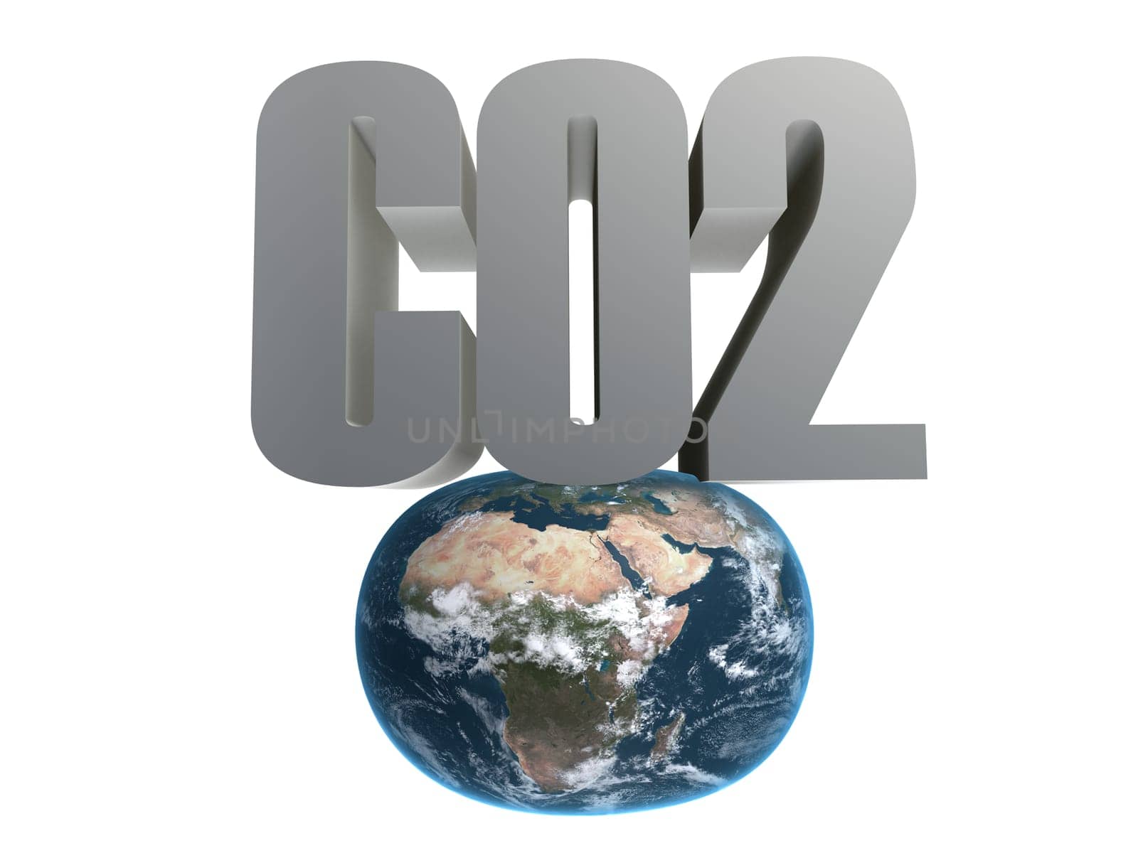 3d rendered illustration of a globe and a co2 sign