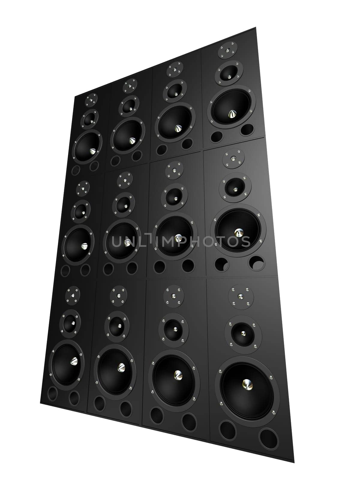3d rendered illustration of a black speaker wall