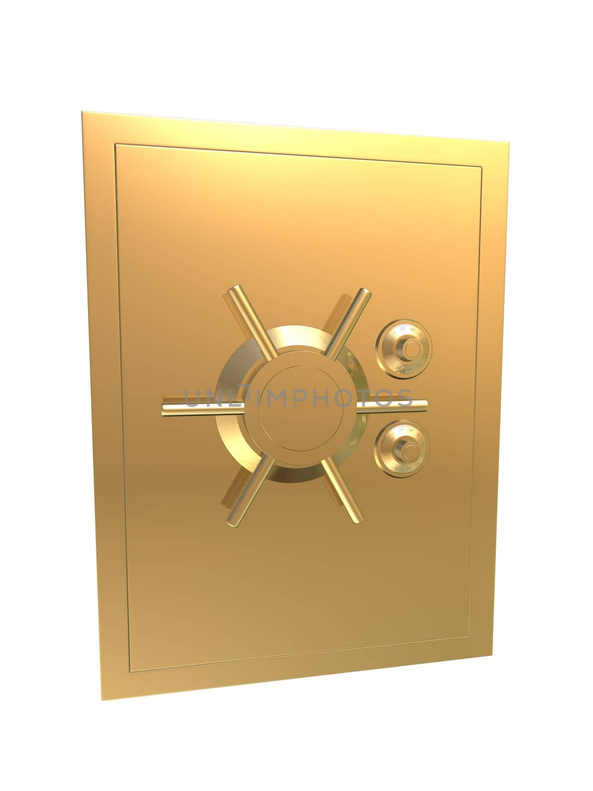 3d rendered illustration of a golden bank safe