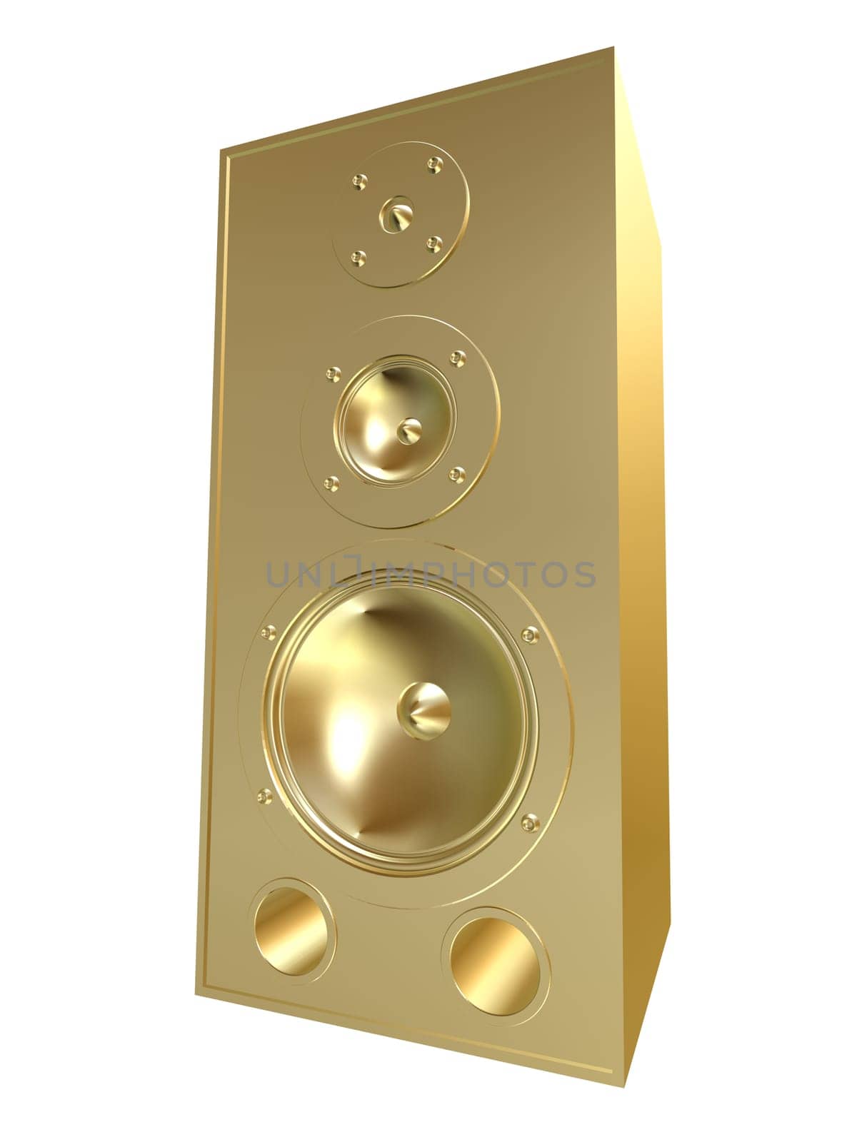 3d rendered illustration of one golden speaker