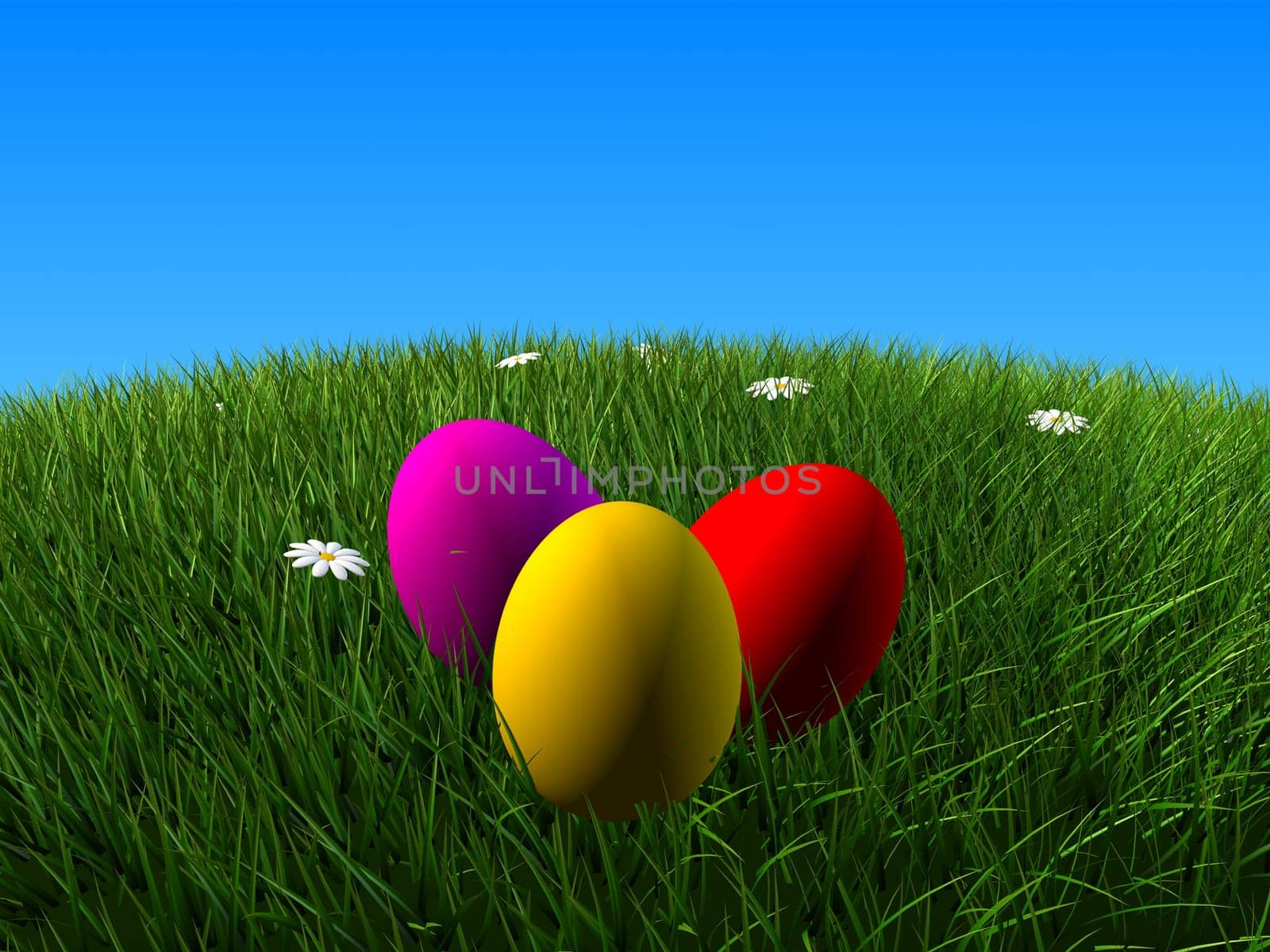 3d rendered illustration of colored easter eggs