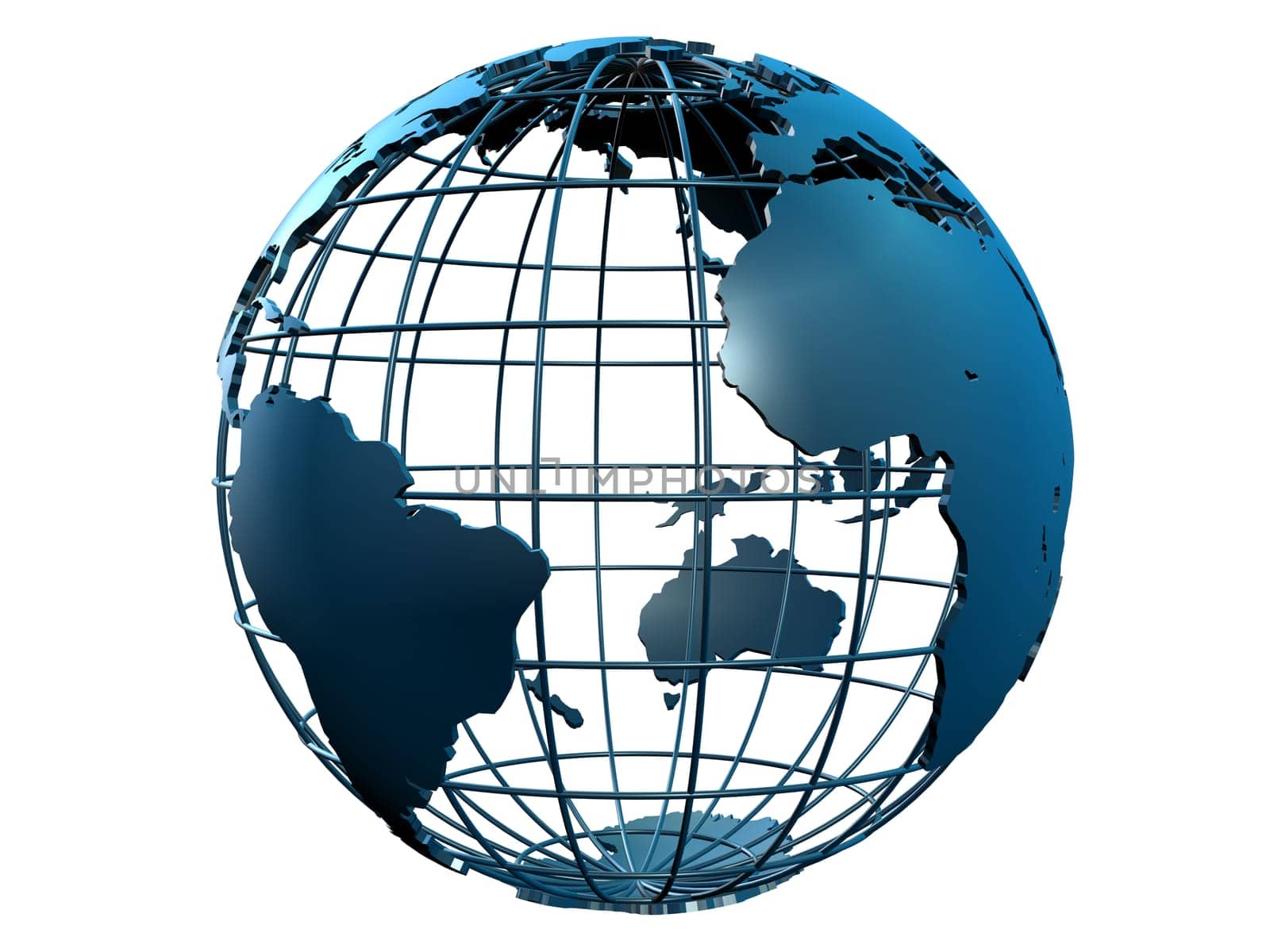3d rendered illustration of a blue metal globe