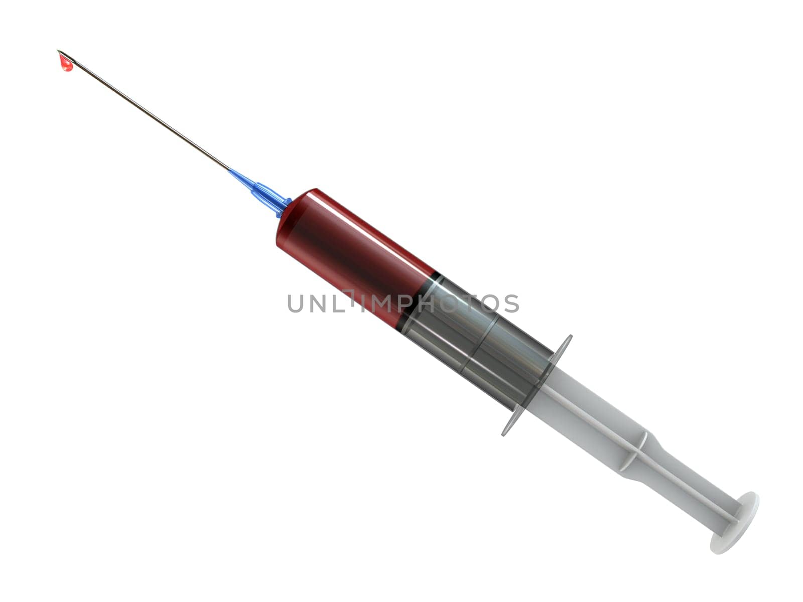 3d rendered illustration of an syringe filled with blood