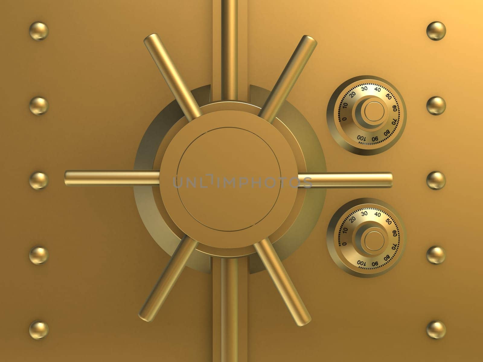 3d rendered illustration from a part of a golden vault