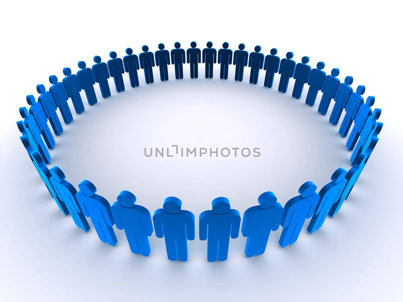 3d rendered illustration of many blue man signs