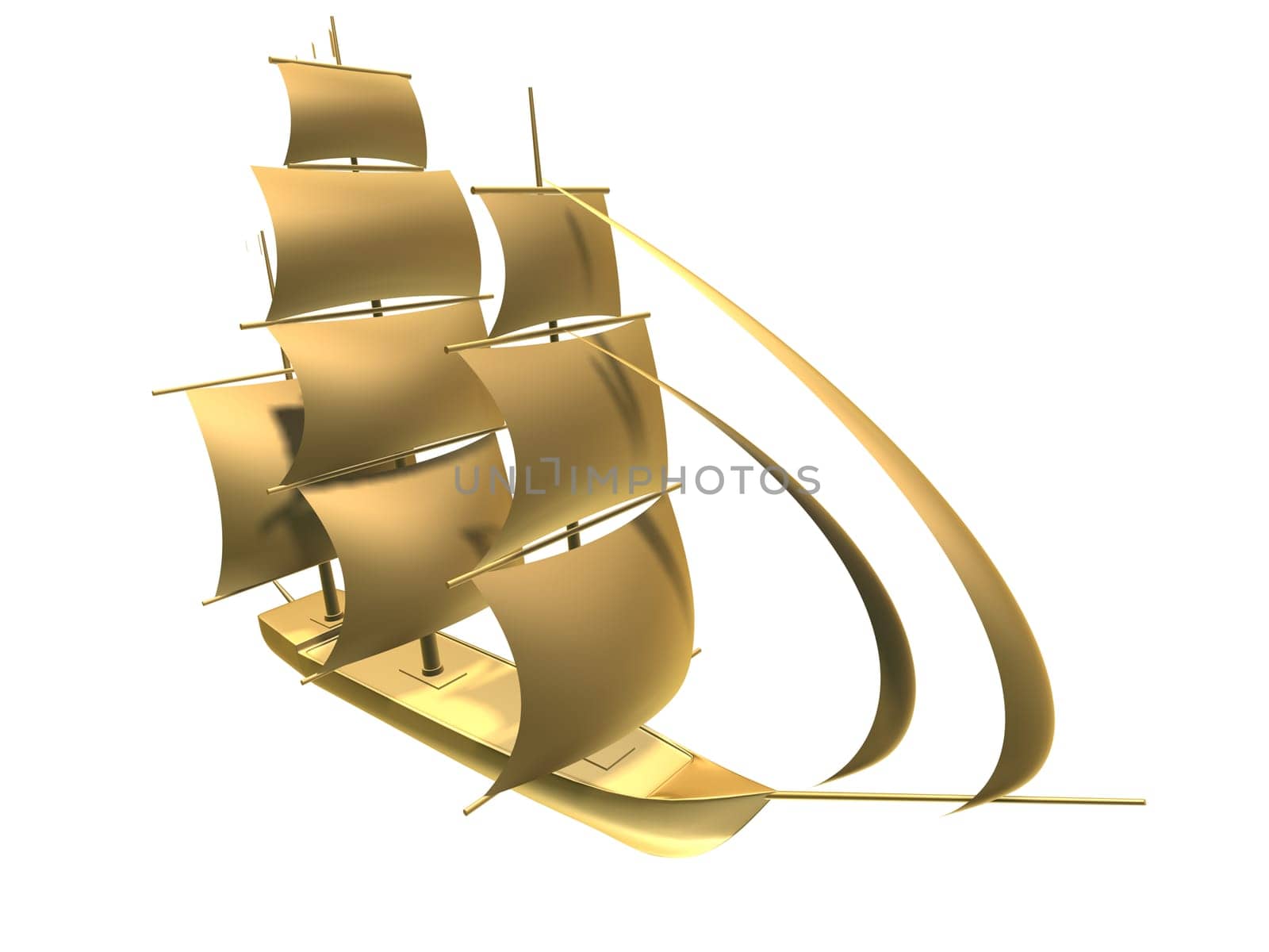 rd rendered illustration of a golden sailor