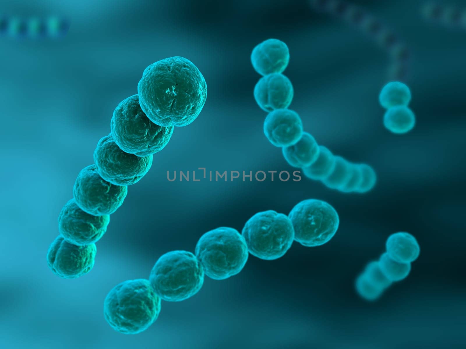 3d rendered close up ofsome streptococcus bacteria