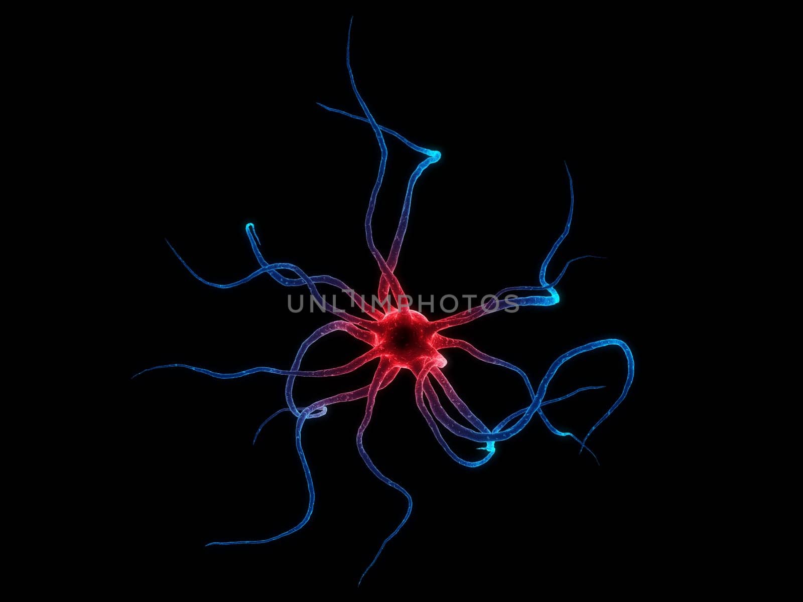 3d rendered close up of an active nerve cell