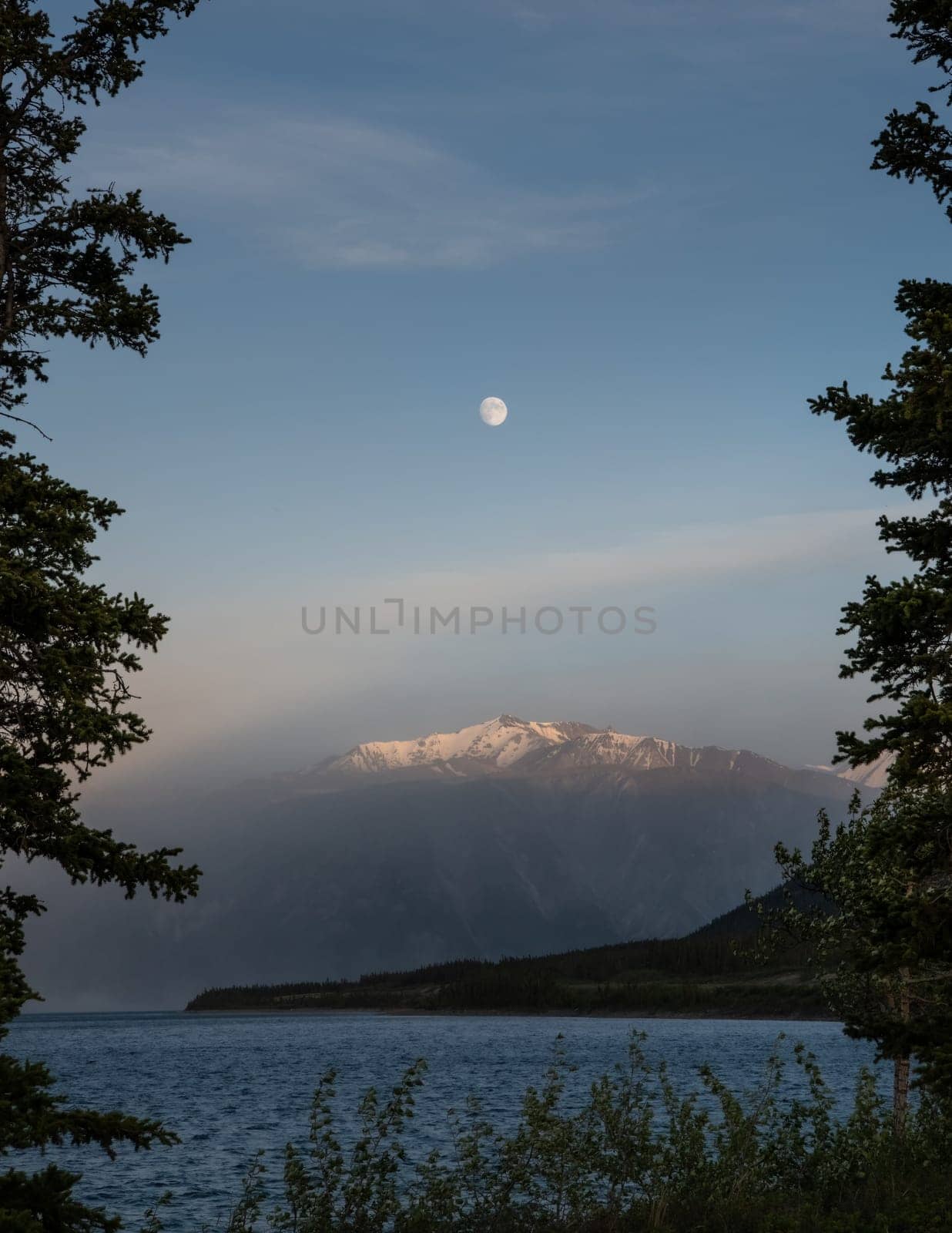 Canadian Yukon Moonrise over destruction Bay