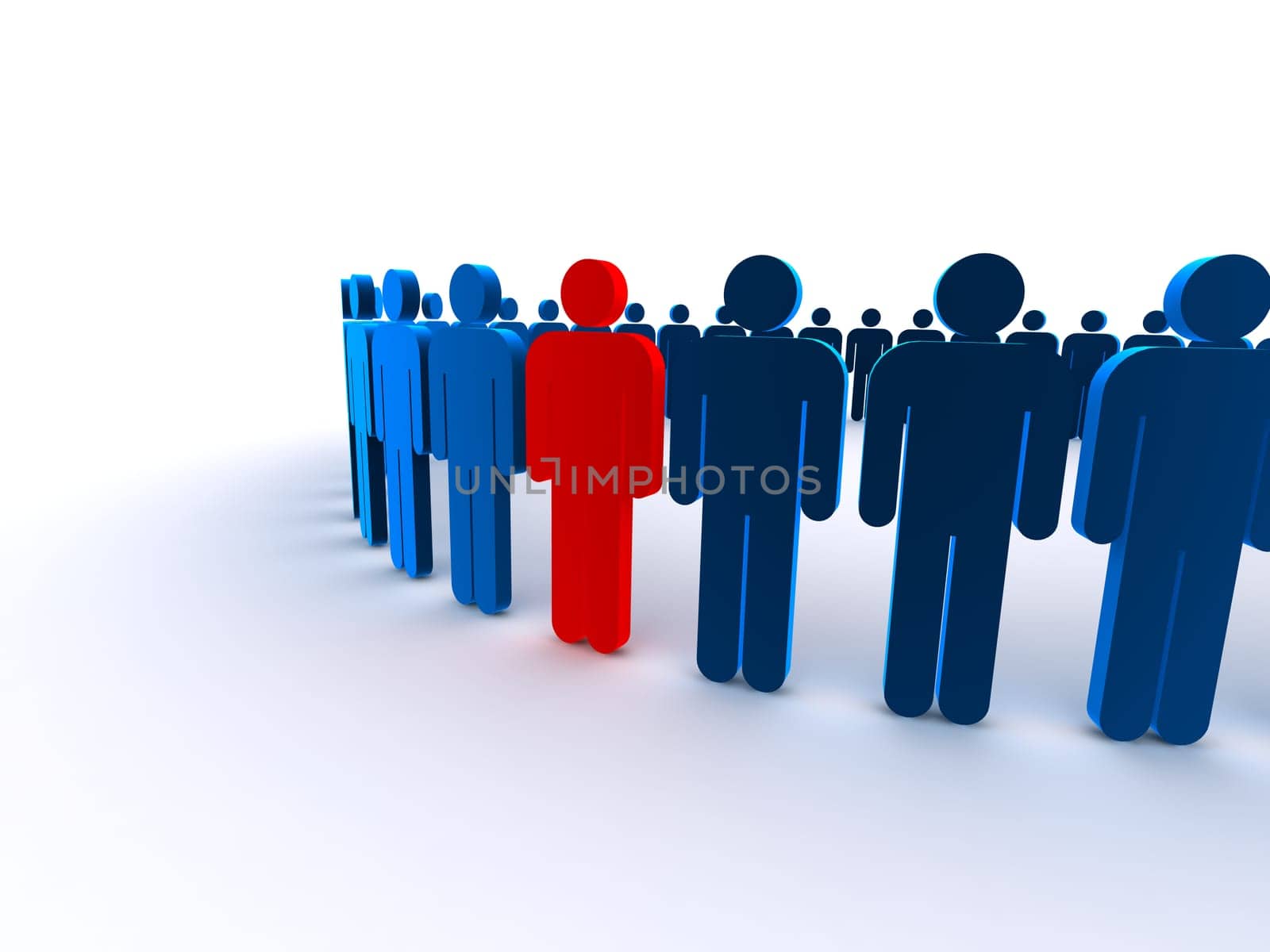 3d rendered illustration of many blue man signs