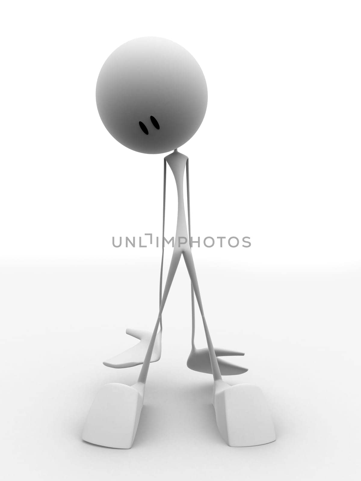 3d rendered illustration of a little character looking sad