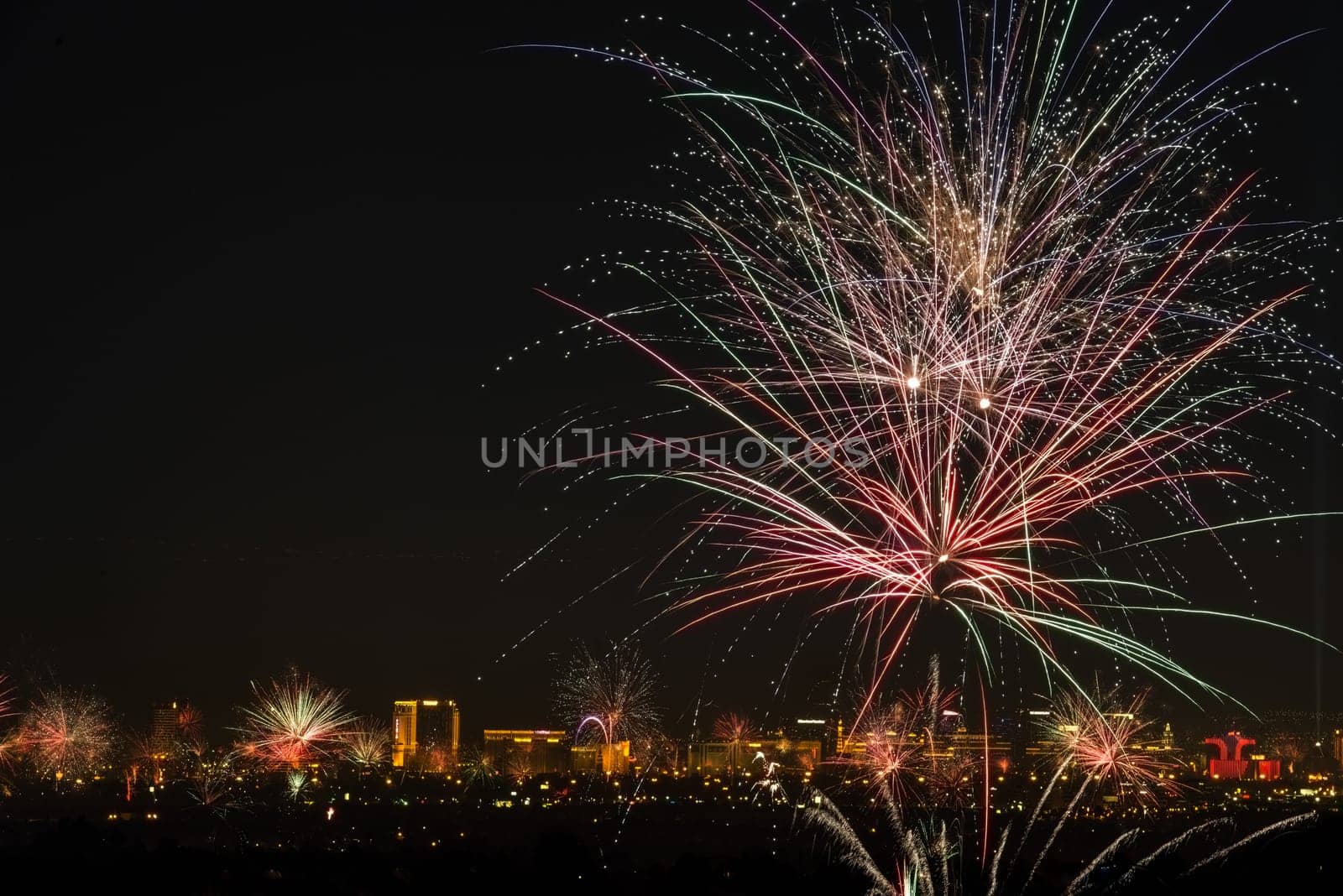 Fireworks over the Las Vegas sky