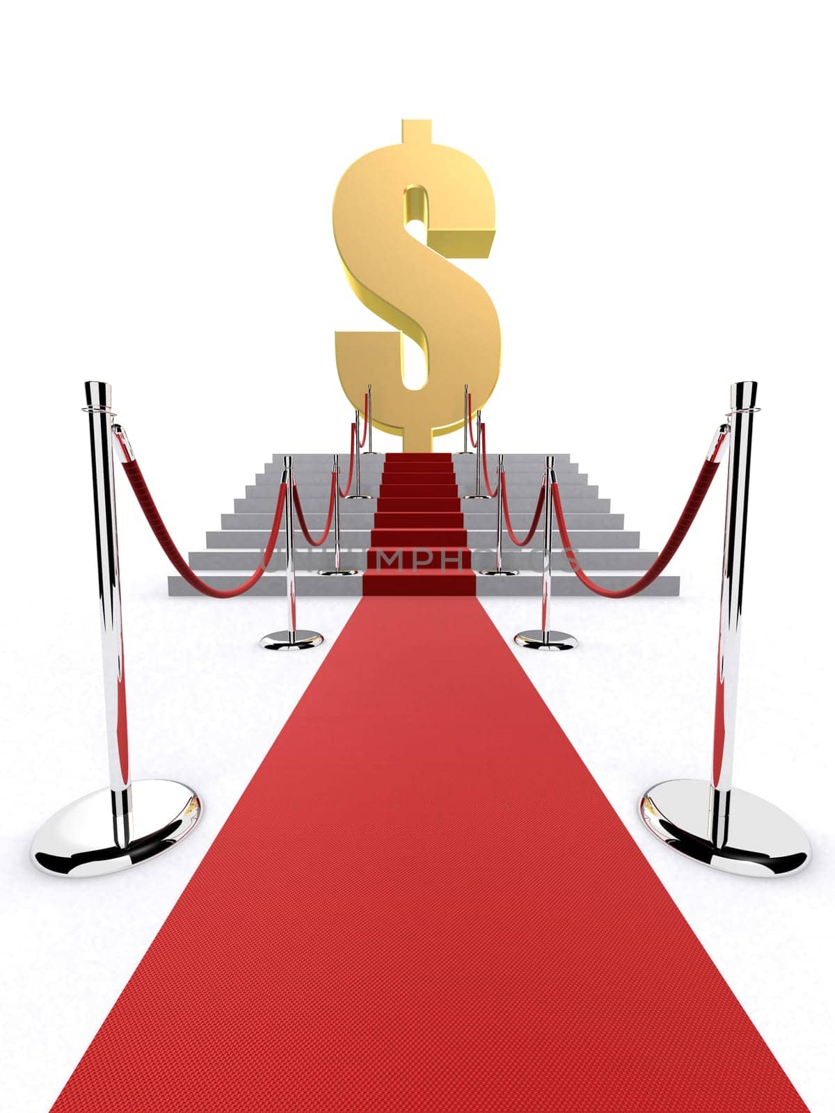 3d rendered illustration of a red carpet with a dollar sign