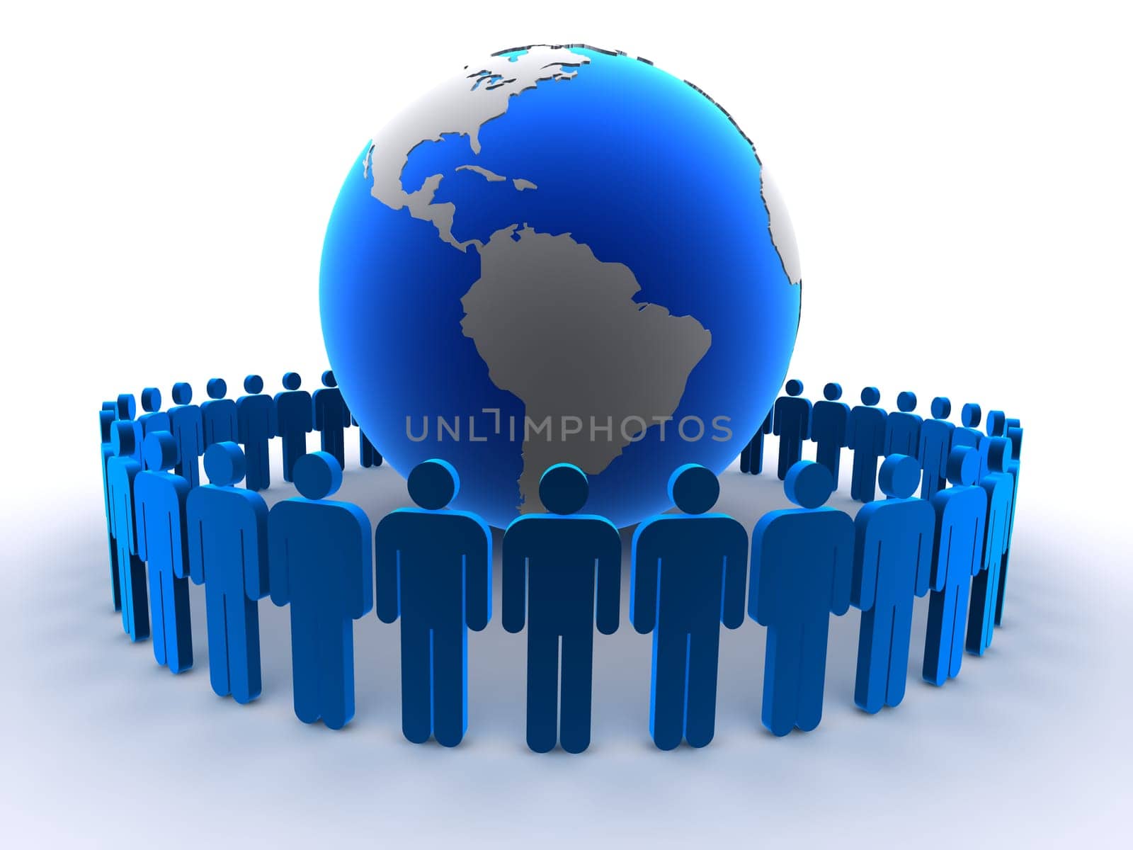 3d rendered illustration of a globe and man signs