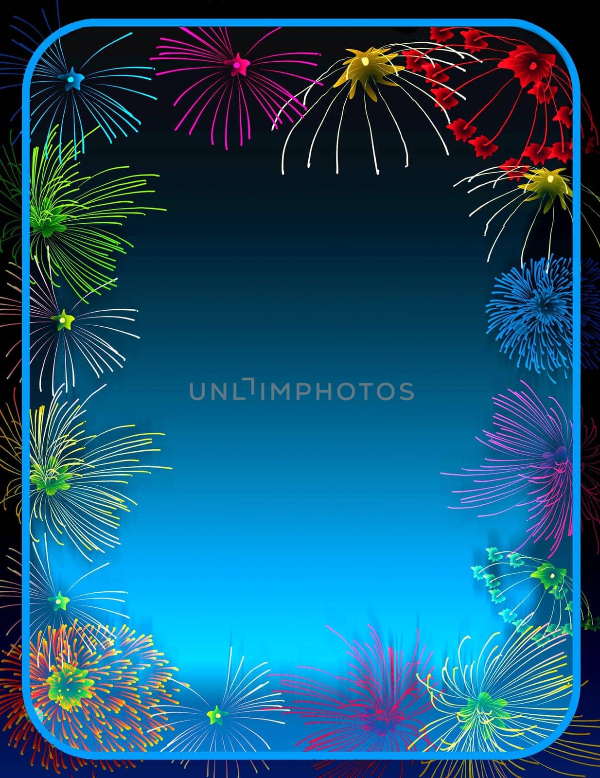 illustration of Fireworks border