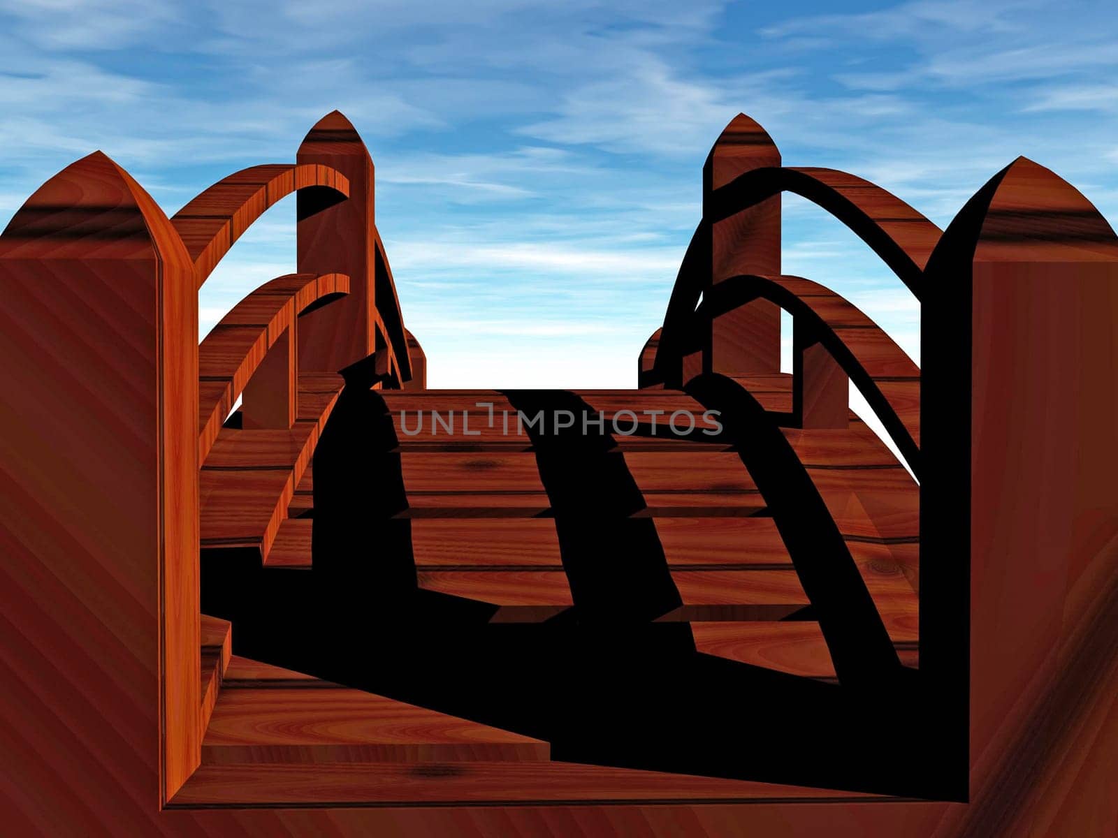 3D render illustration of a bridge heading to unknown