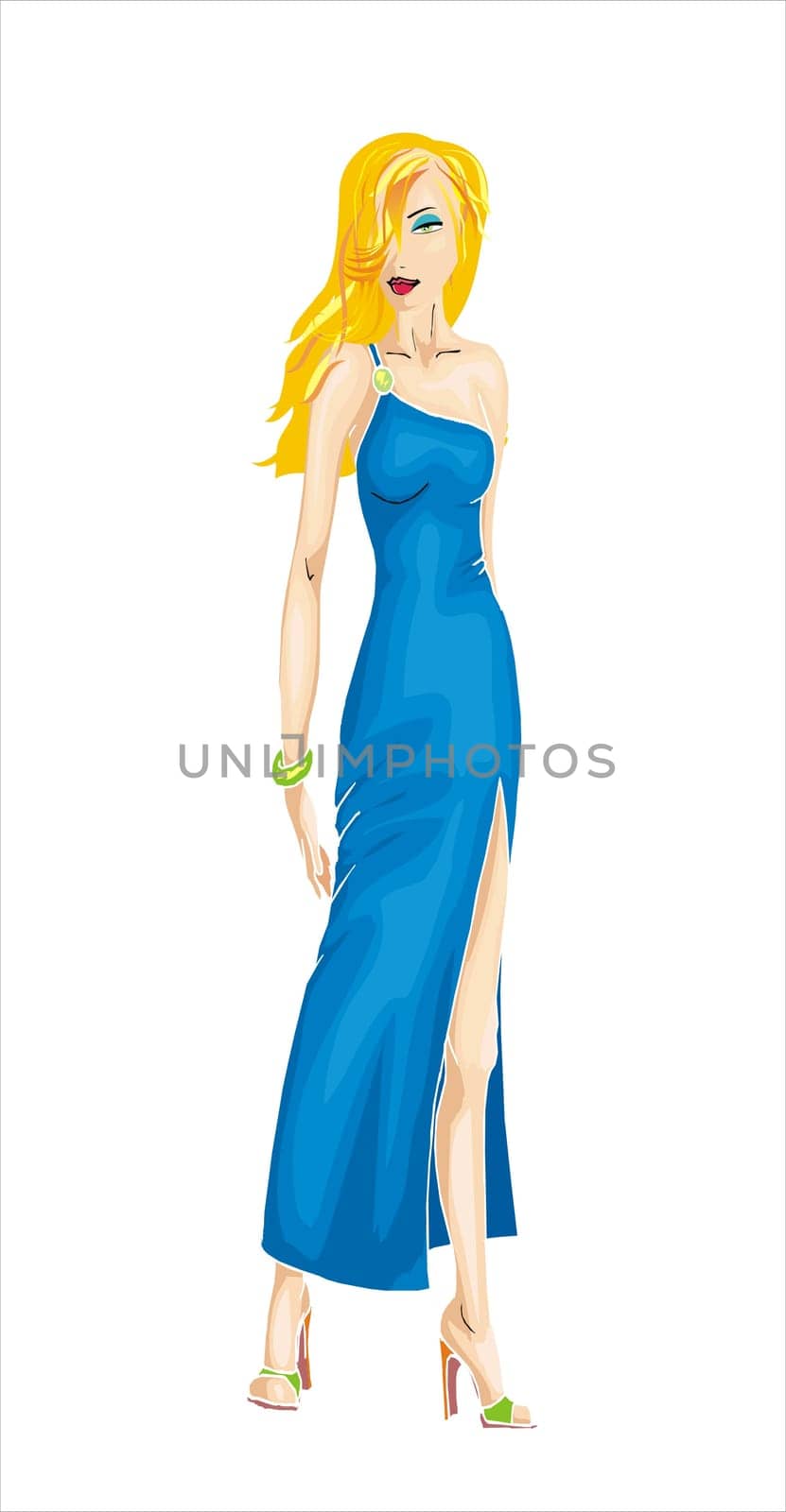 Illustration of a prettyblon woman with make up