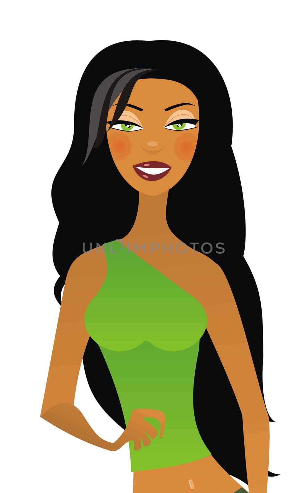 Illustration of a pretty brunette woman