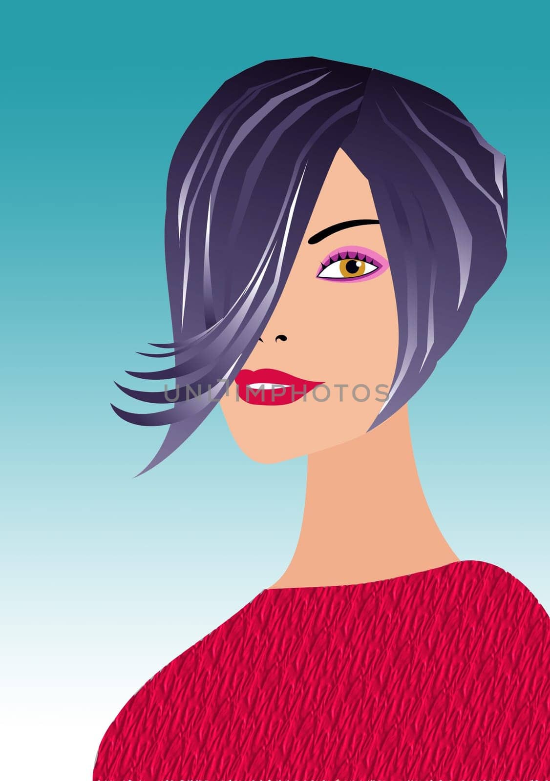 Illustration of a pretty brunette woman