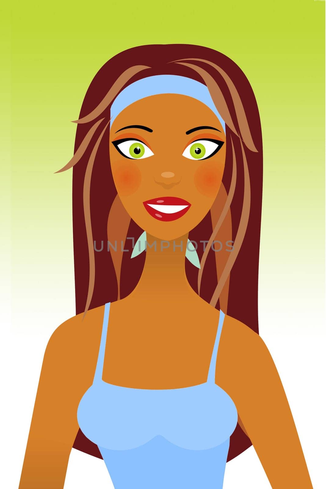 Illustration of a pretty brunette woman