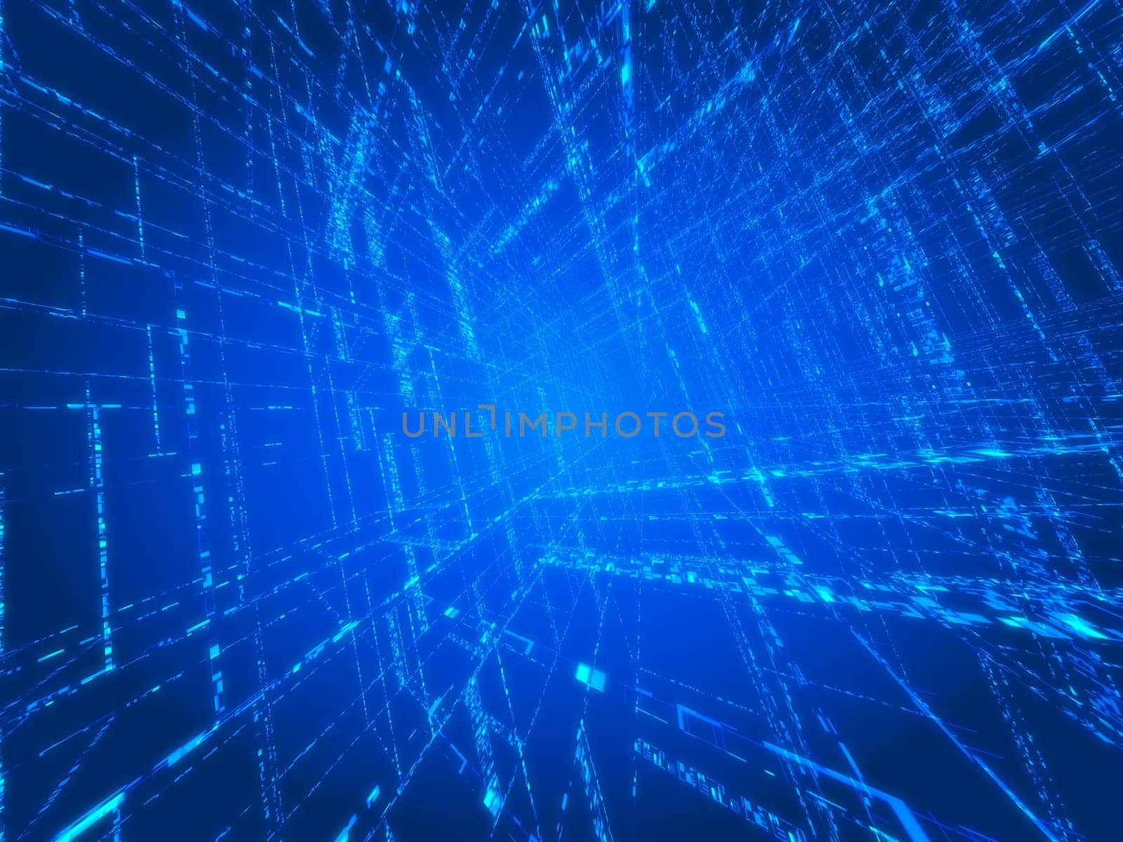 3d rendered illustration of an abstract blue matrix