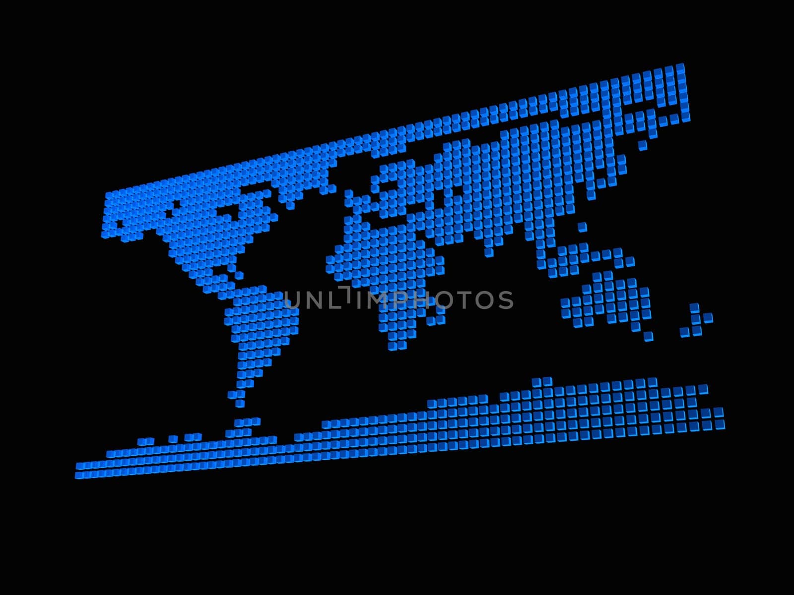 3d rendered illustration of a blue world map