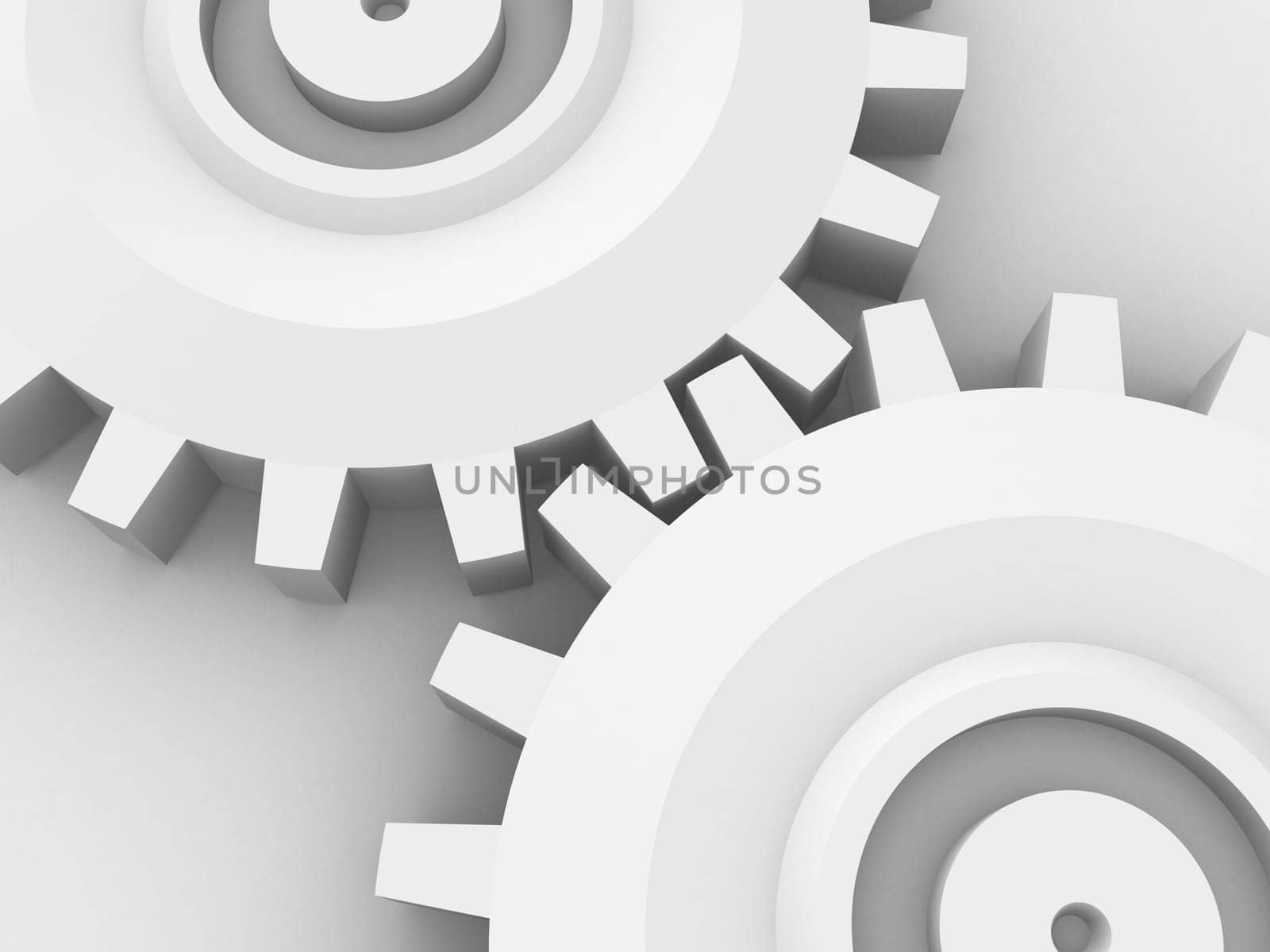 3d rendered illustration of two white gears