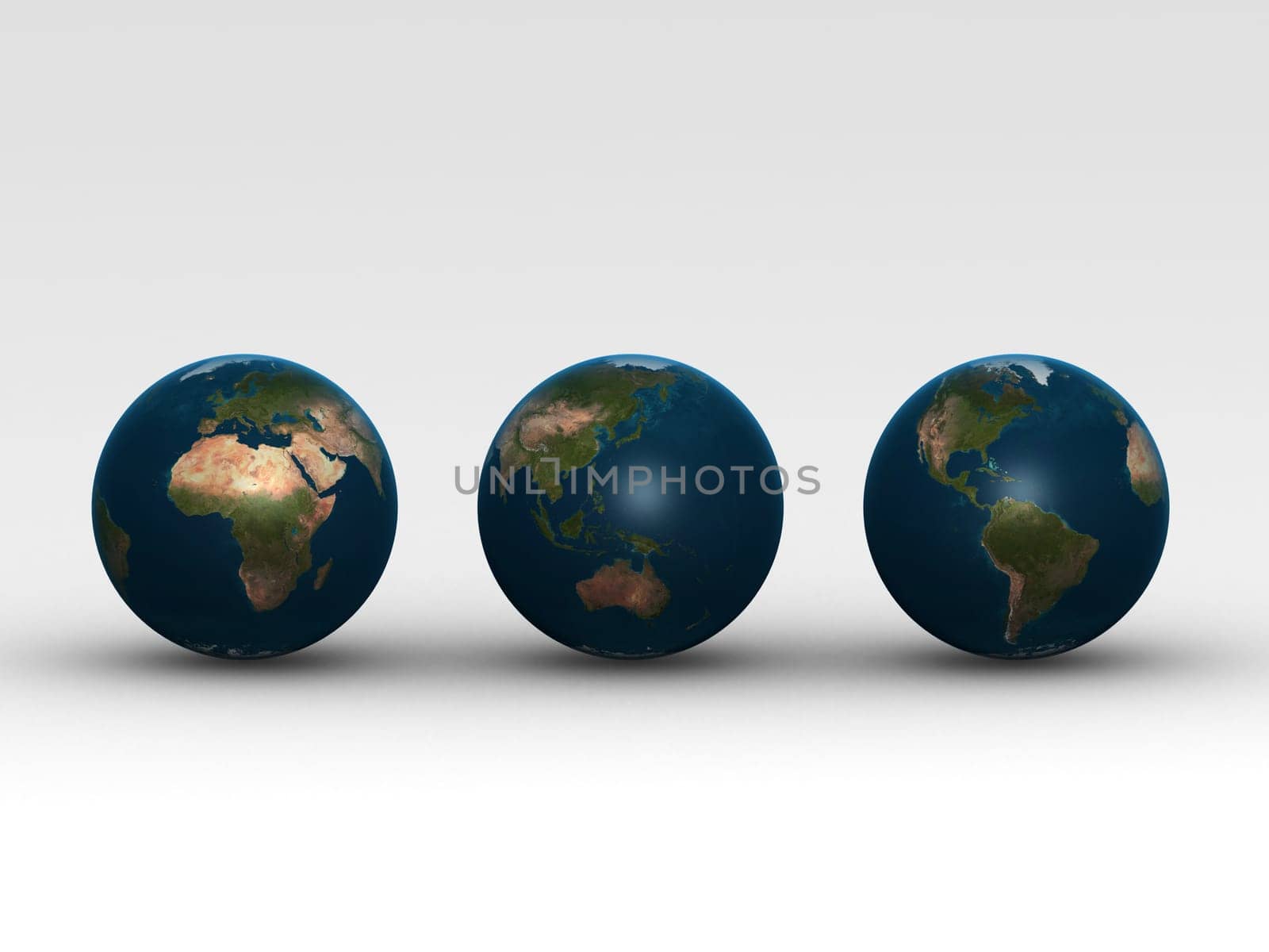 3d rendered illustration of three little earths