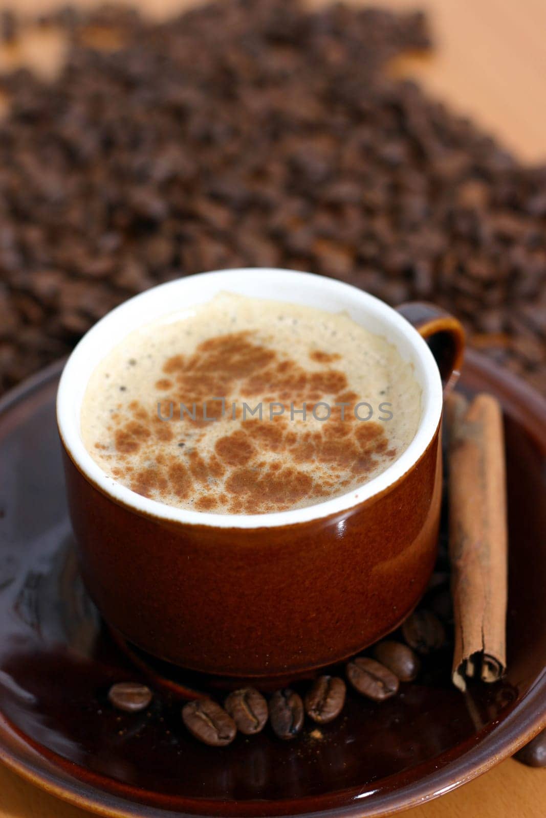 cup of coffee and coffee beans