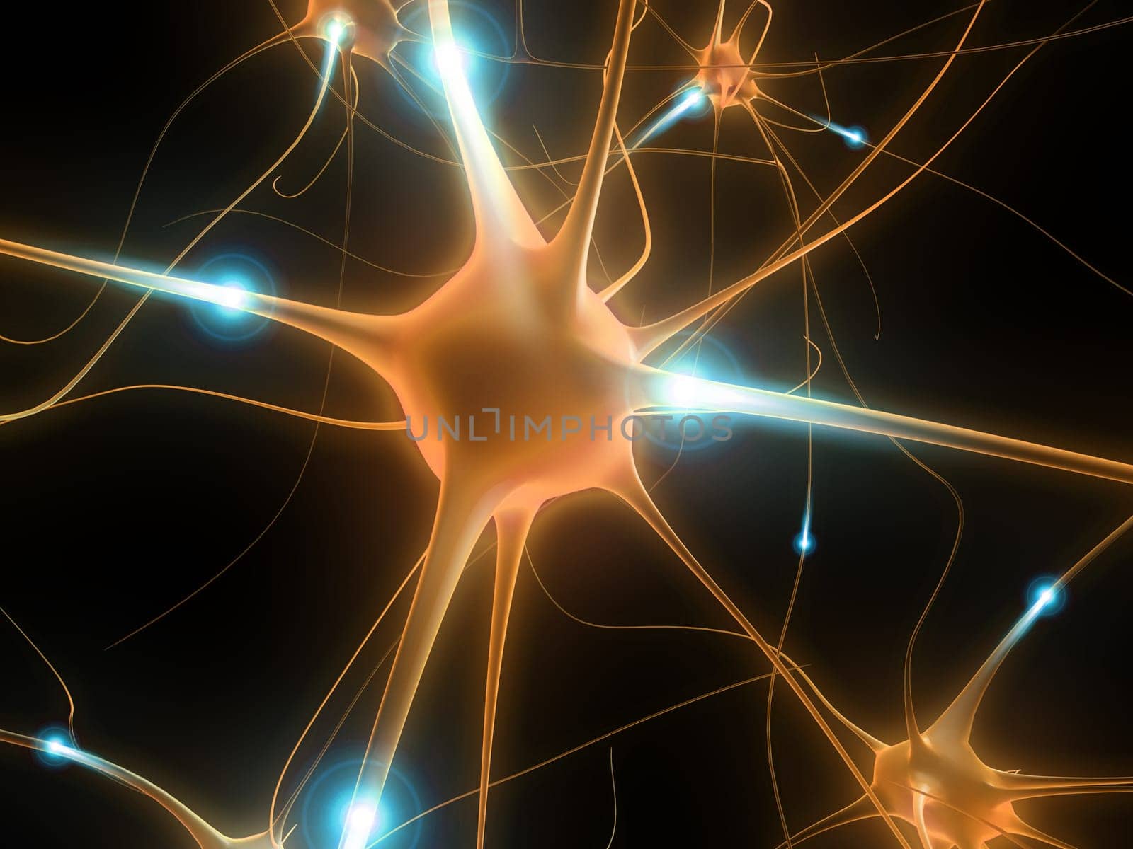 3d rendered close up of an active nerve cell