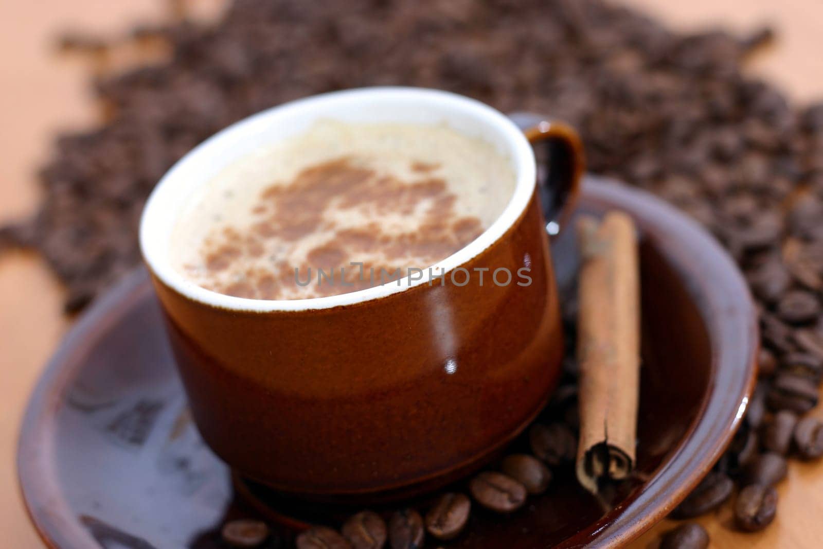 cup of coffee and coffee beans